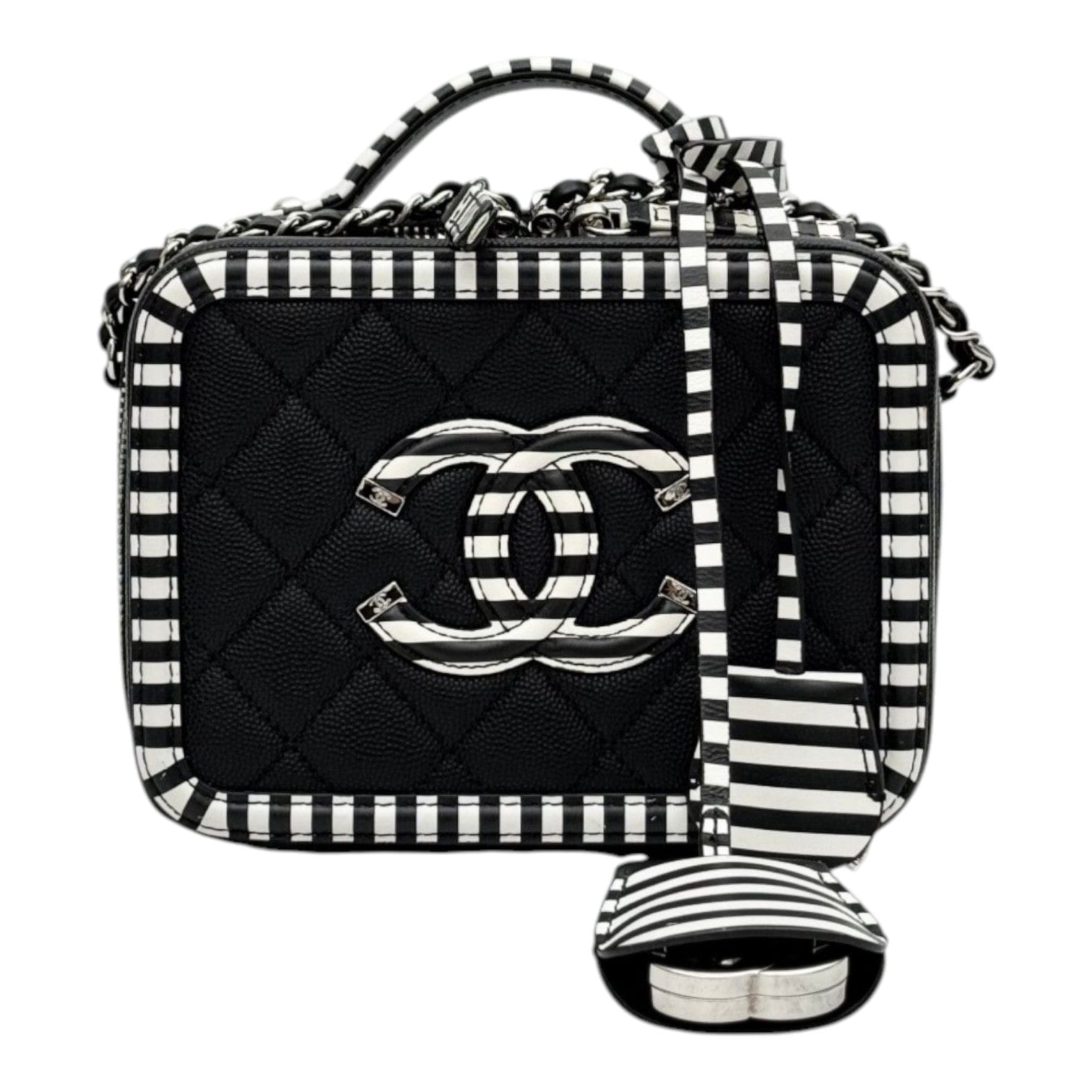 Chanel Chanel Black with Black and White Trim Vanity Box Bag