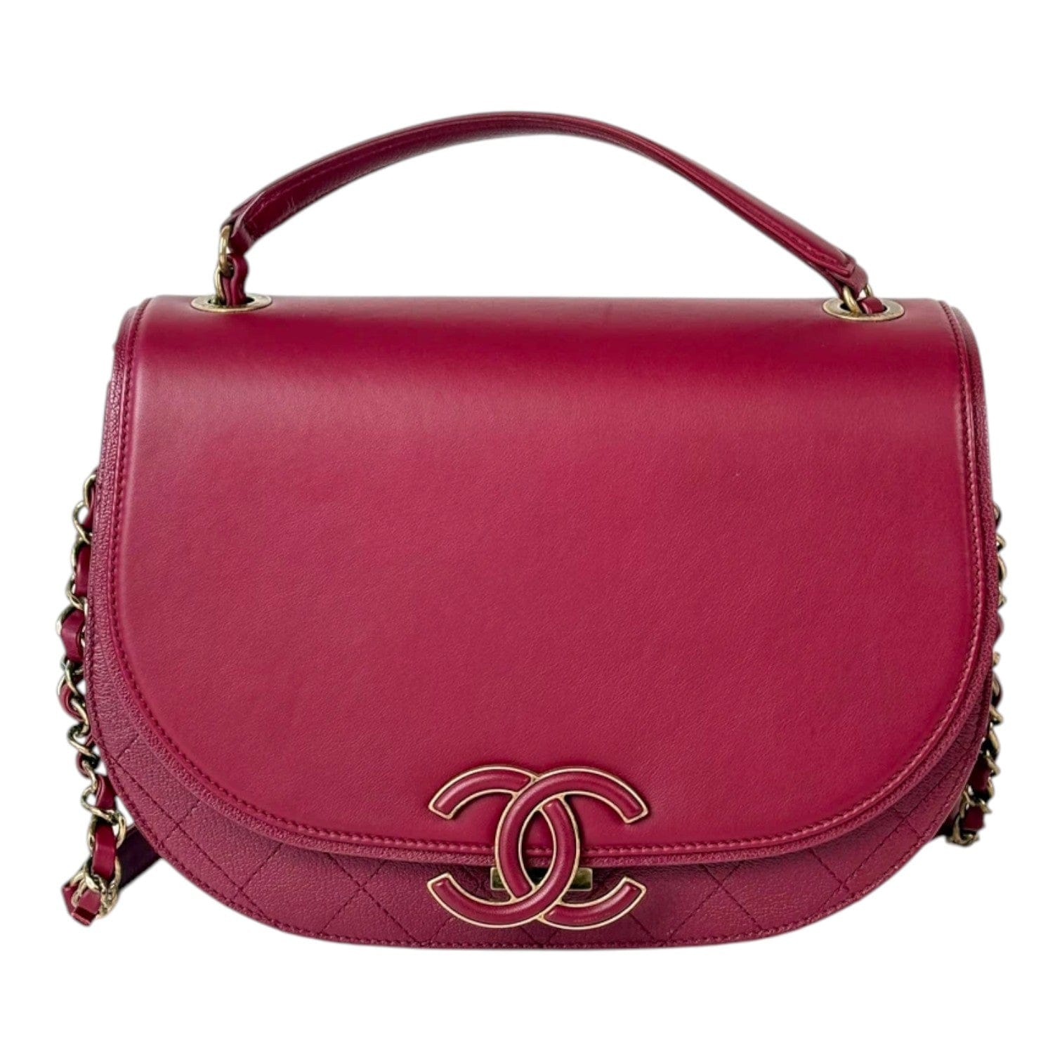 Chanel Chanel Burgundy CoCo Curve Top Handle with Chain Strap Bag