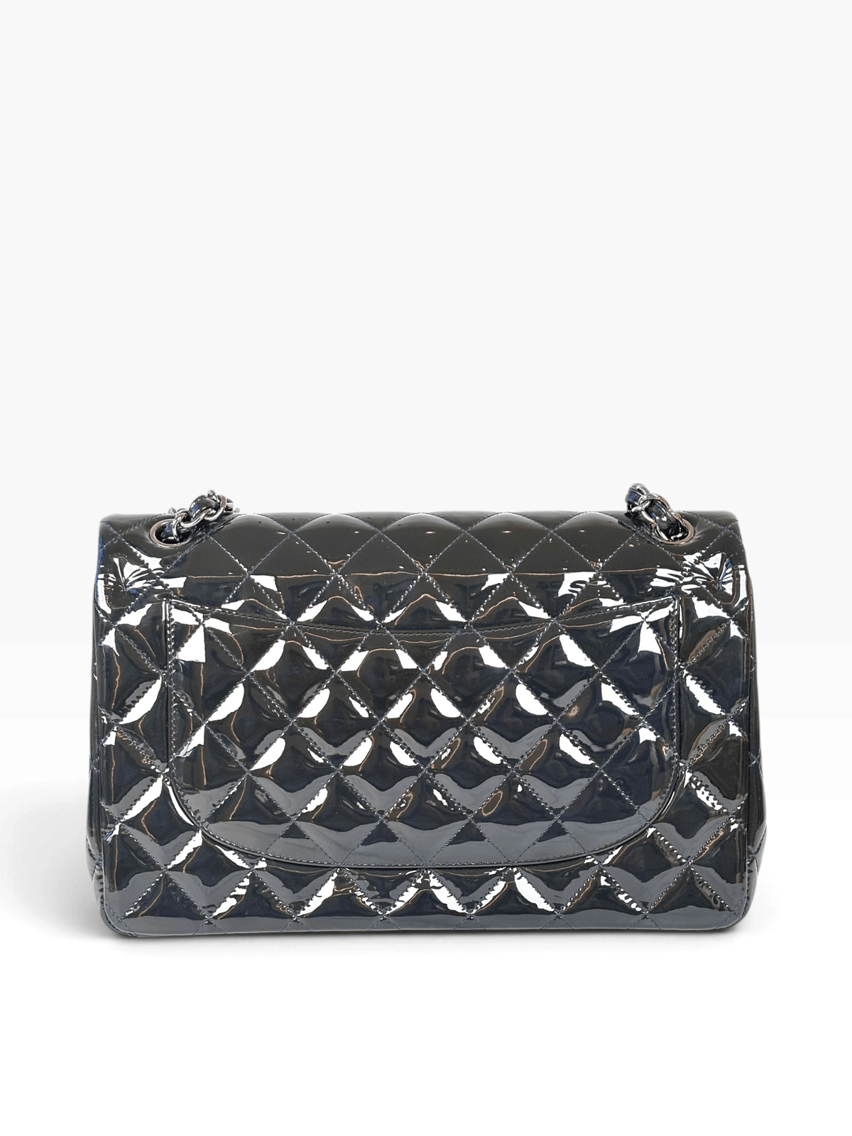 Chanel Chanel Classic Flap Jumbo Dark Green / Navy in Patent Leather