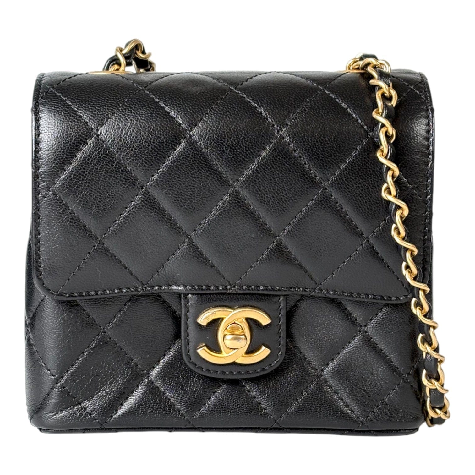 Chanel Chanel Classic Flap Mini Square Calfskin Black with Gold Hardware