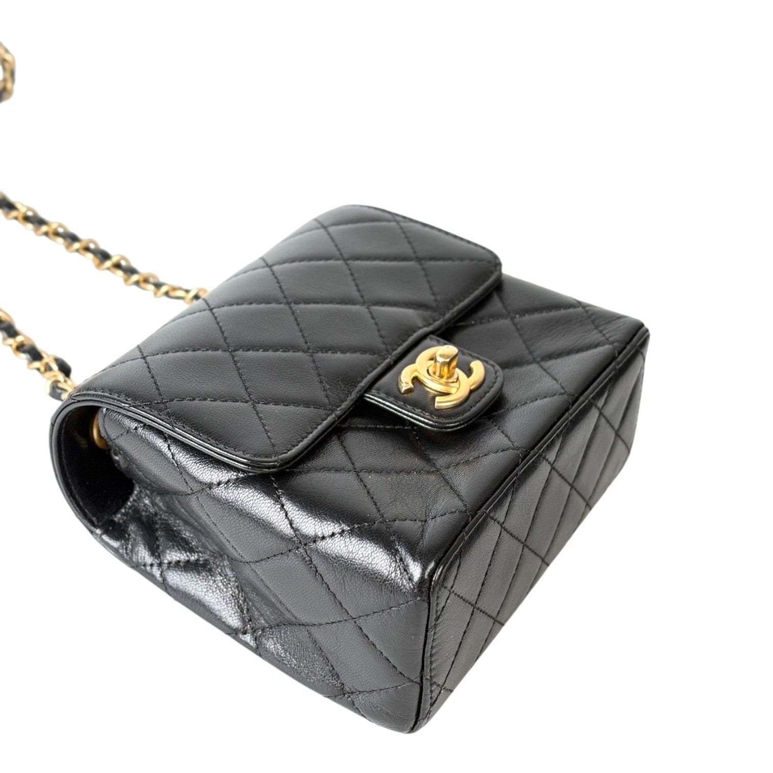 Chanel Chanel Classic Flap Mini Square Calfskin Black with Gold Hardware