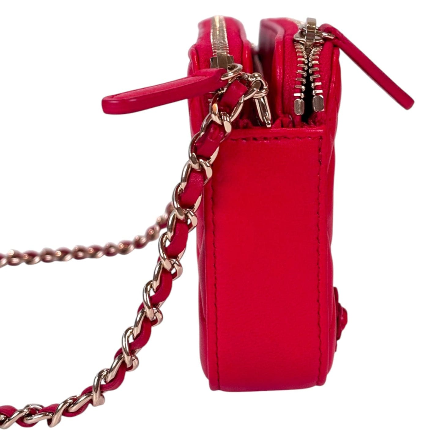 Chanel Chanel Clutch With Attachable Chain Bag Red Lambskin with Charms