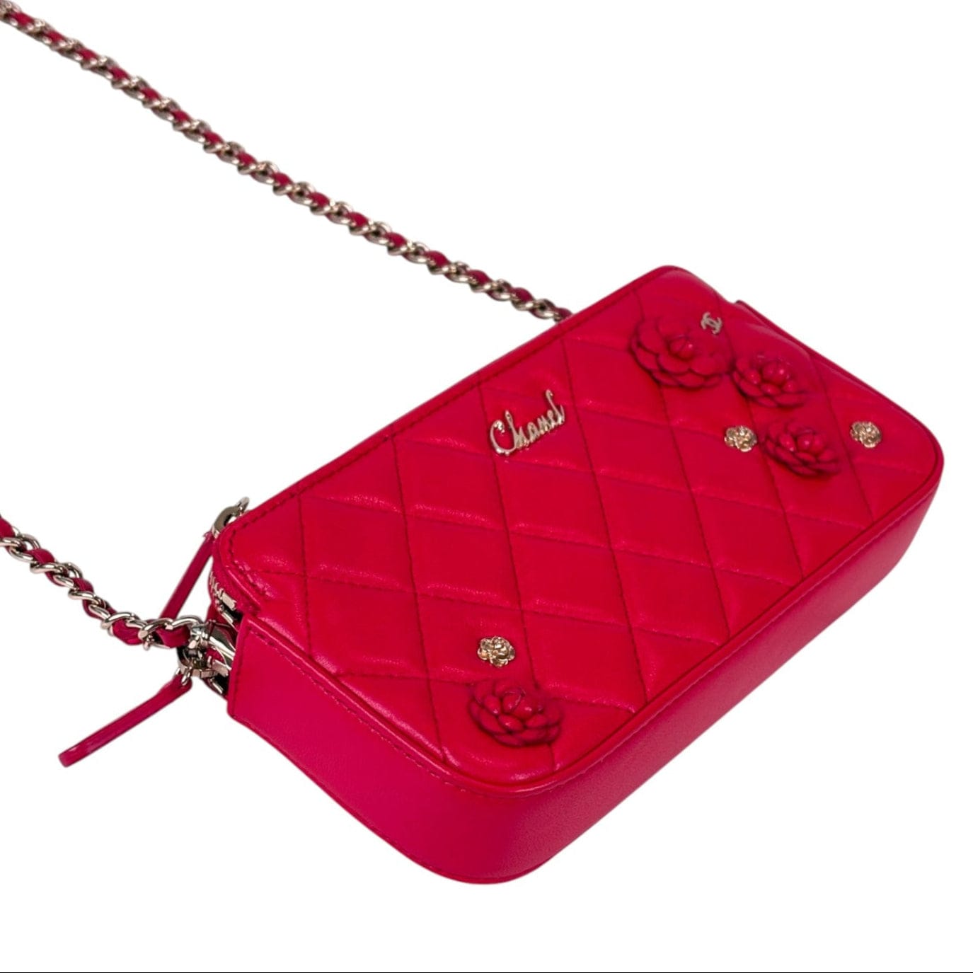 Chanel Chanel Clutch With Attachable Chain Bag Red Lambskin with Charms