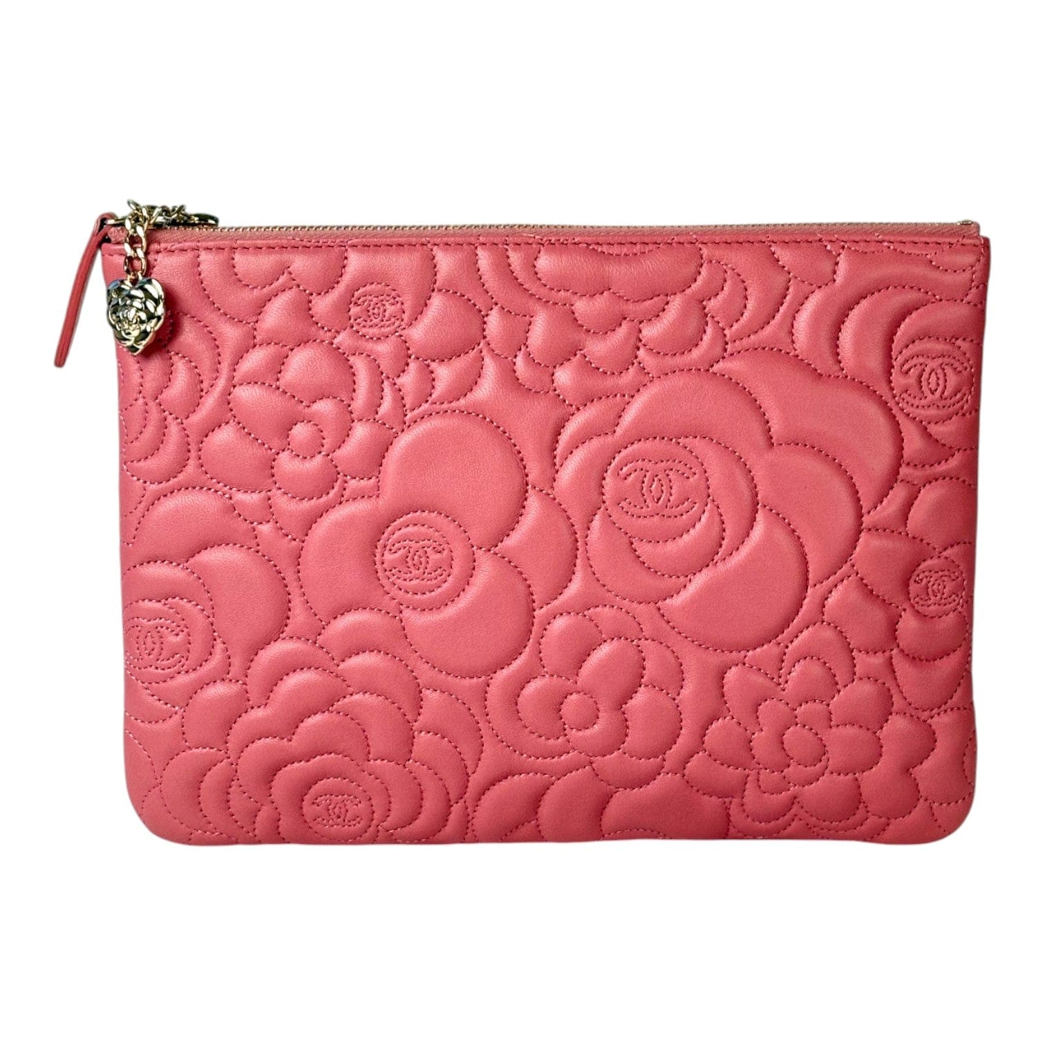 Chanel Chanel Embossed Camellia Pouch Bag Pink