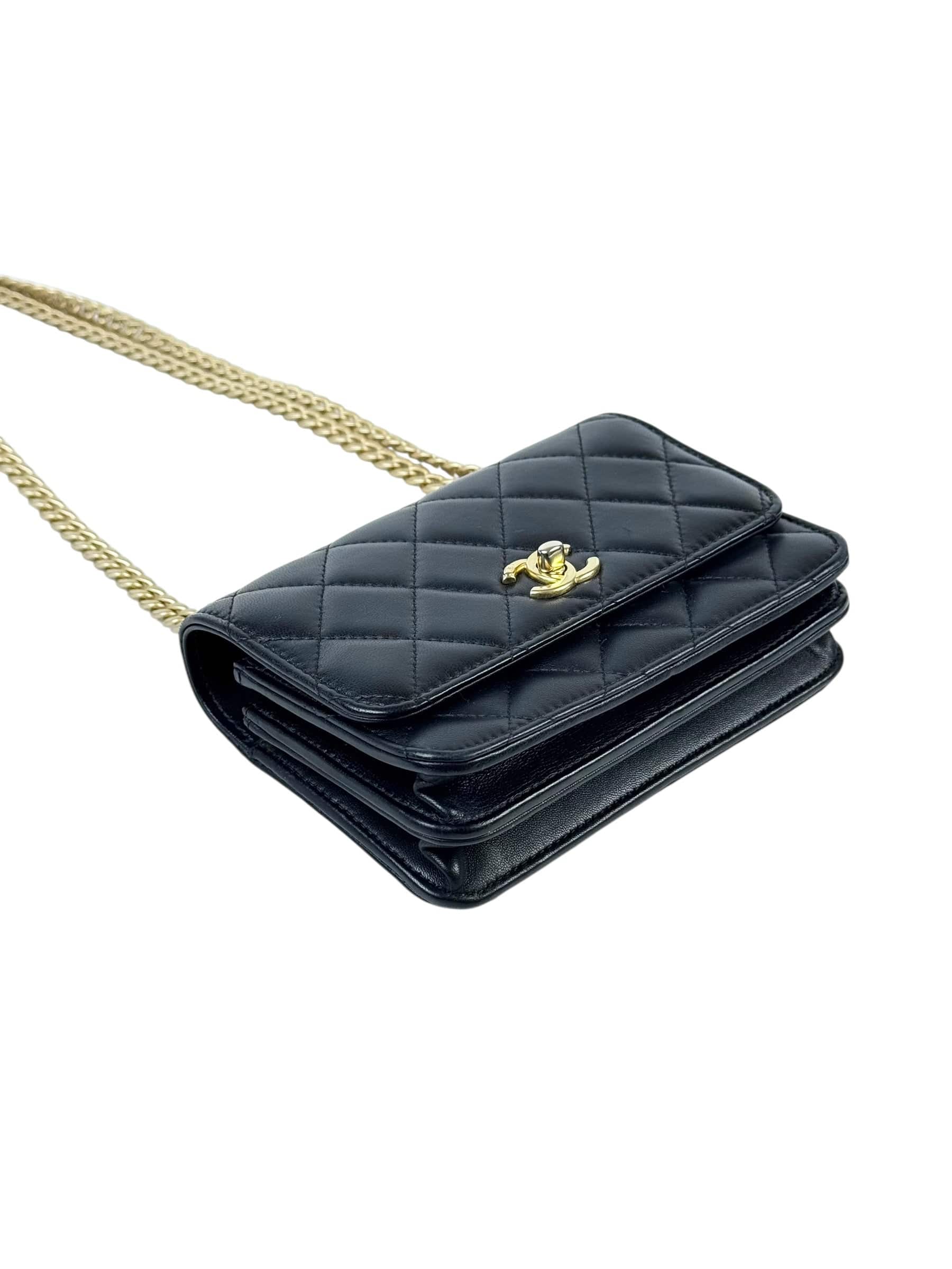 Chanel Chanel Flap WOC Camellia Pearl Crush Black Bag