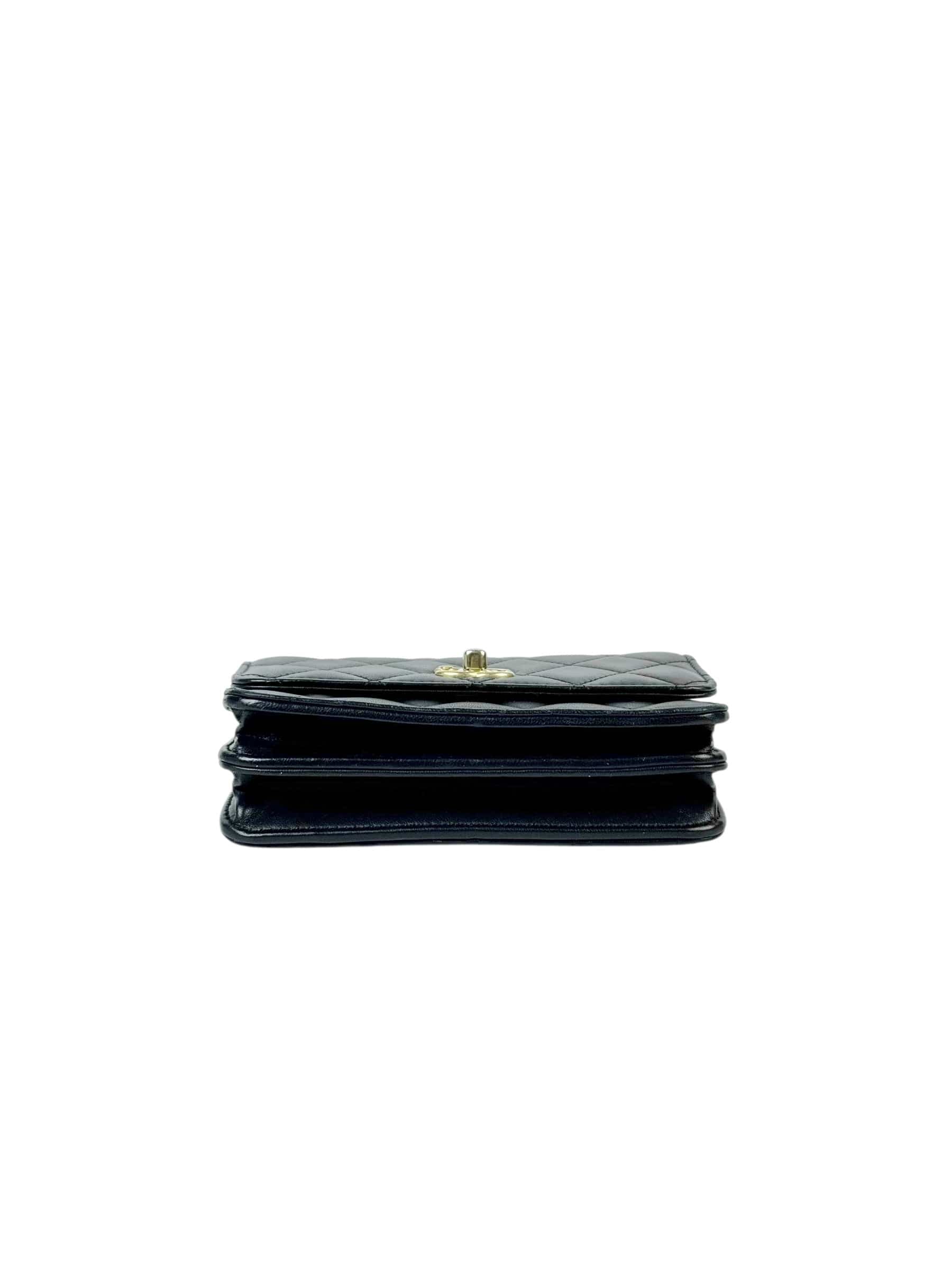 Chanel Chanel Flap WOC Camellia Pearl Crush Black Bag