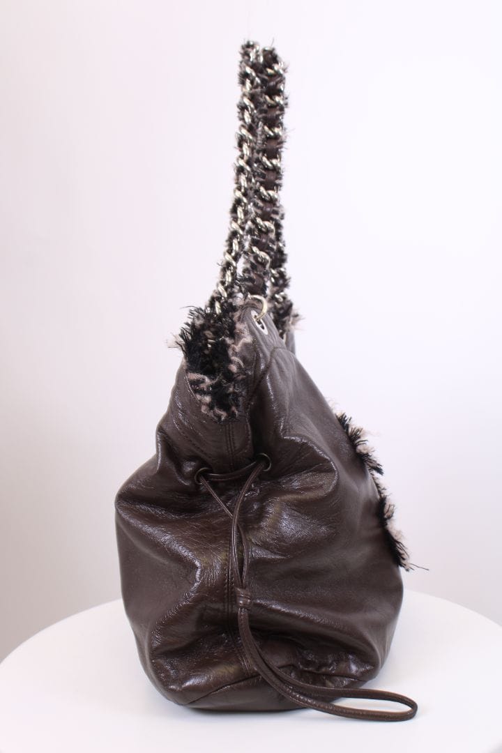 Chanel Chanel Leather tweed bon bon tote Brown large