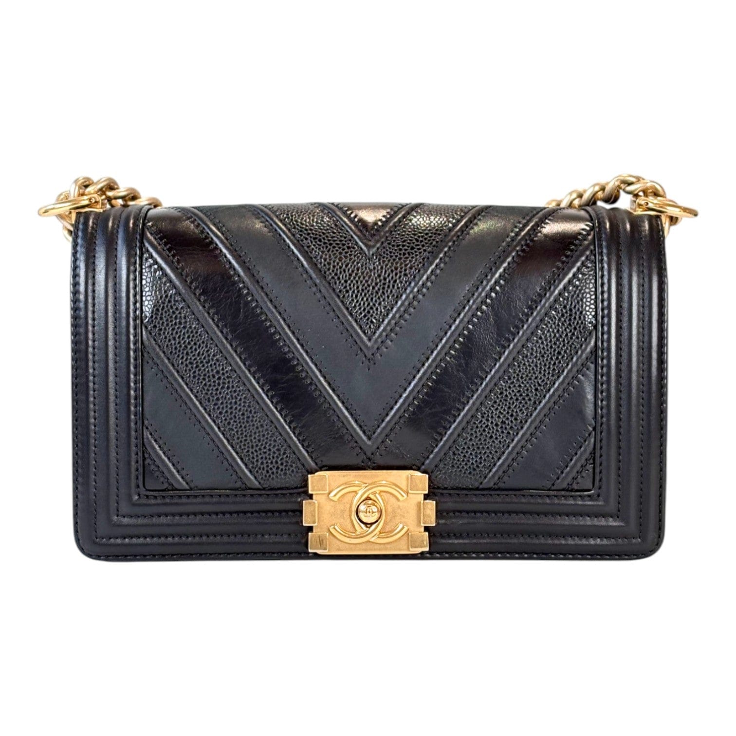 Chanel Chanel Leboy Medium Chevron Bag Black