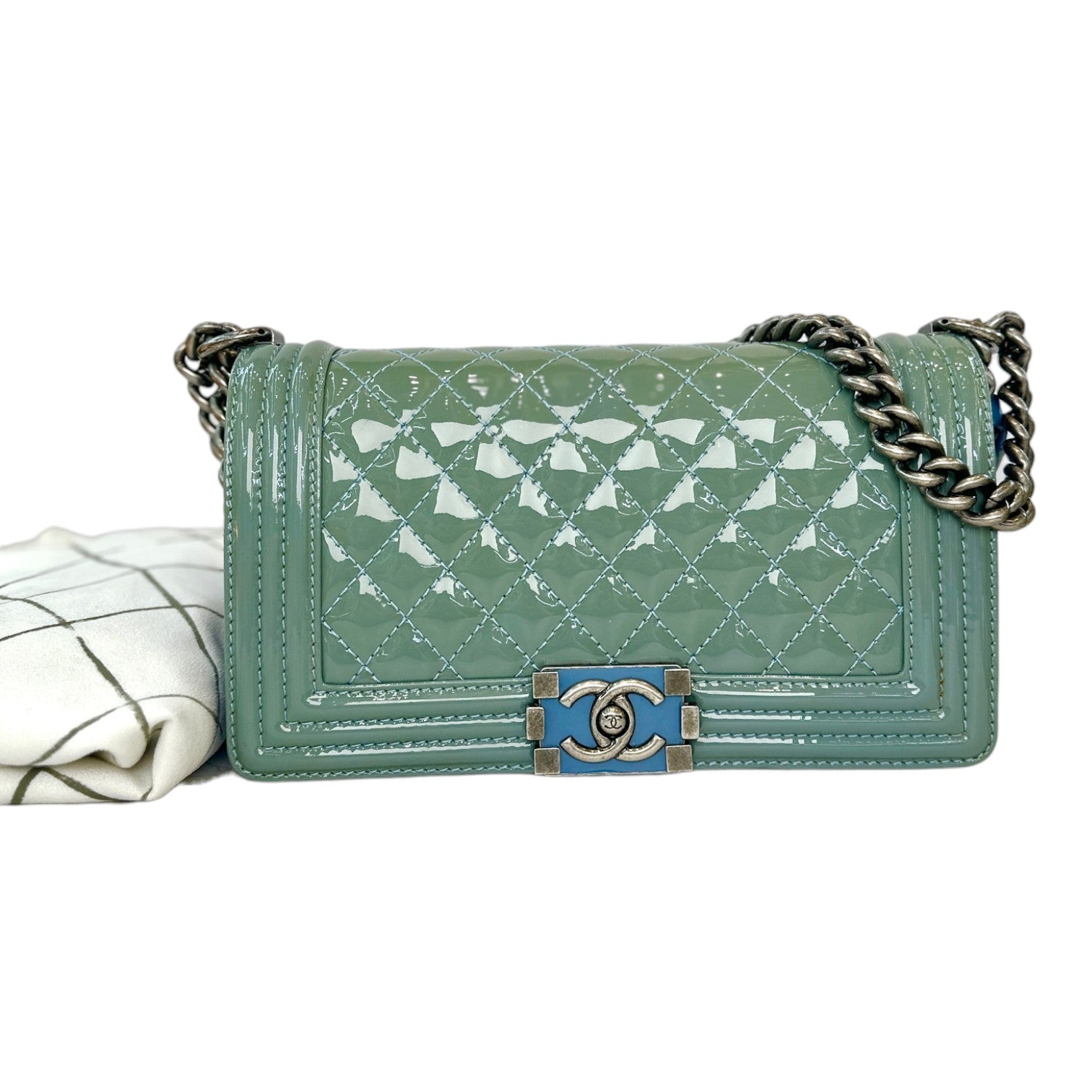 Chanel Chanel Leboy Medium Patent Blue/Green