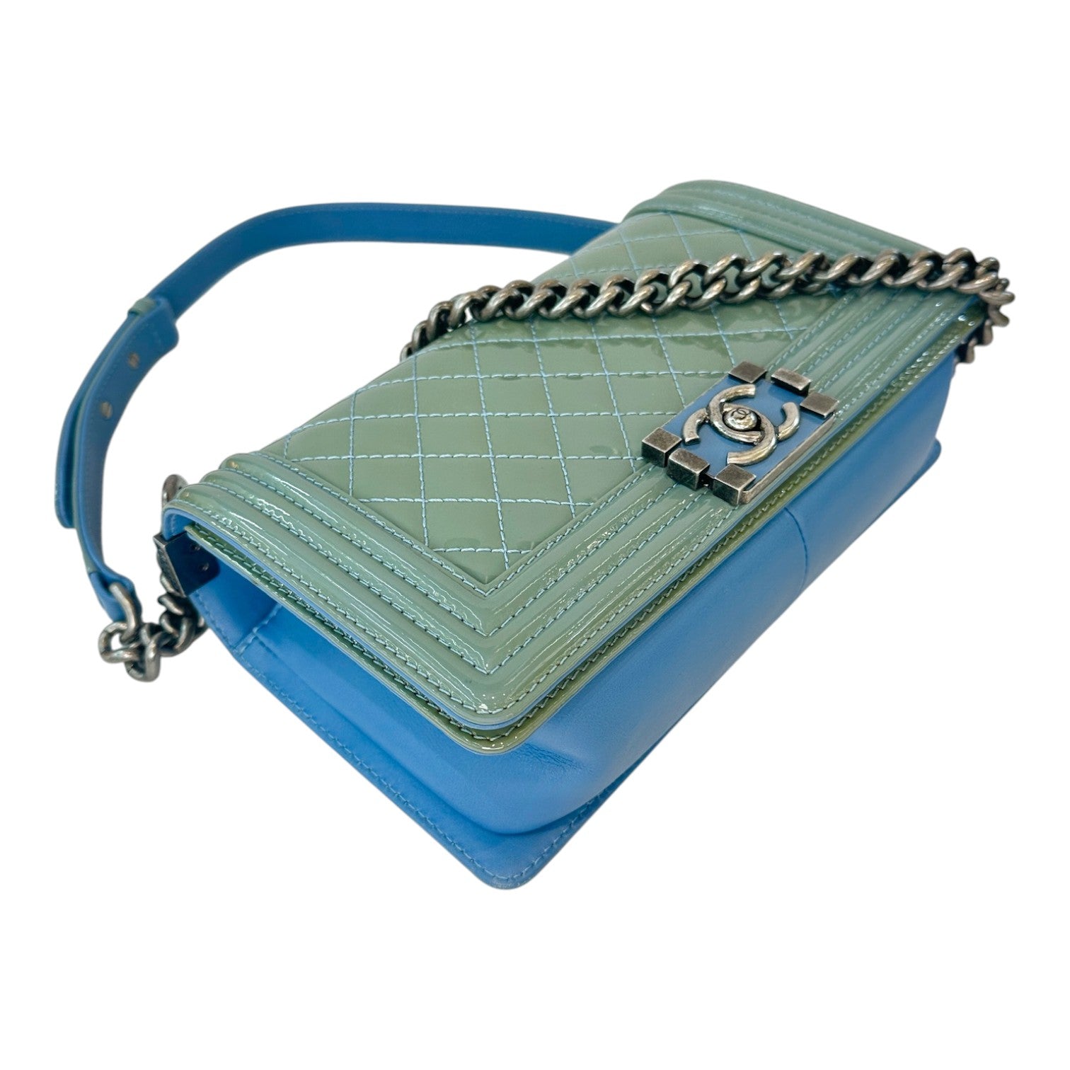 Chanel Chanel Leboy Medium Patent Blue/Green