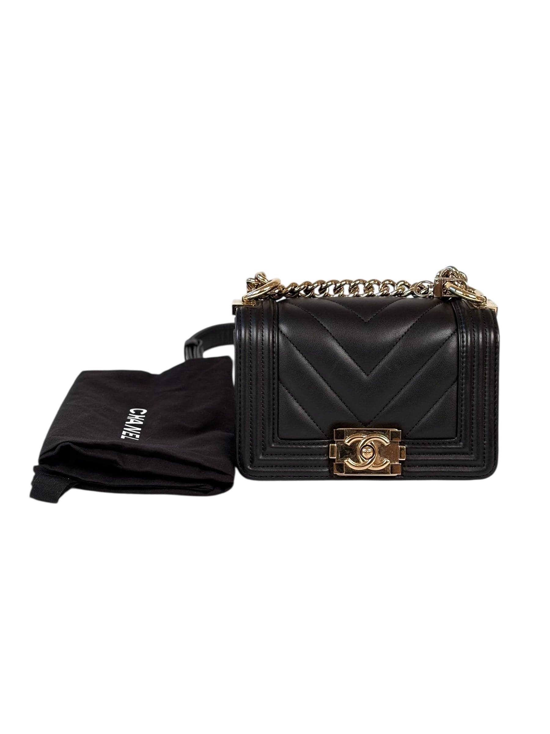 Chanel Chanel Leboy Mini Bag Black with Chevron Stitching