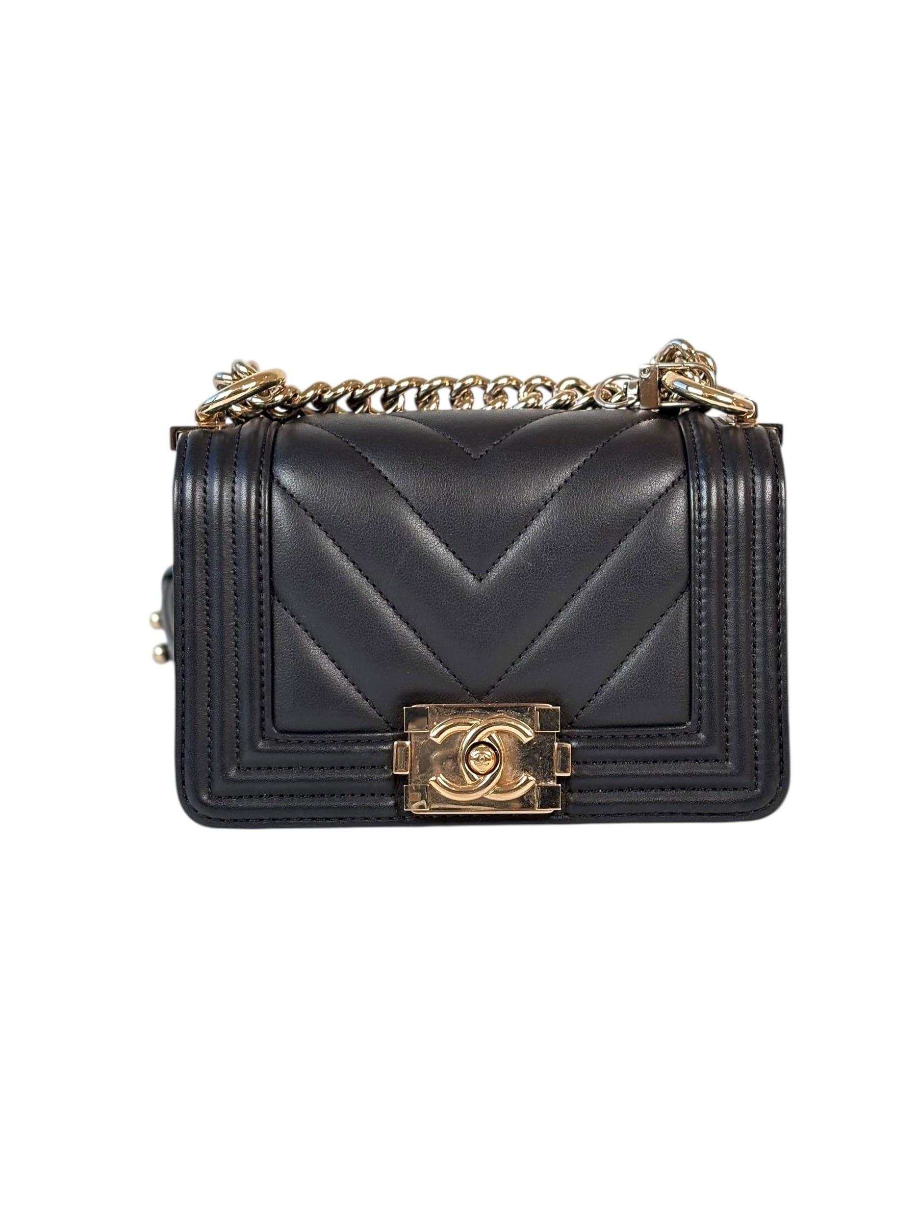 Chanel Chanel Leboy Mini Bag Black with Chevron Stitching