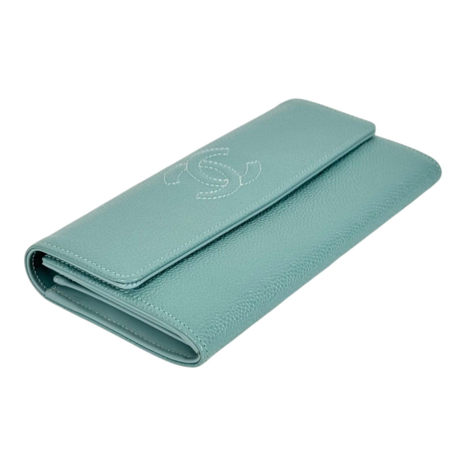 Chanel Chanel Long Green Wallet with Self Logo