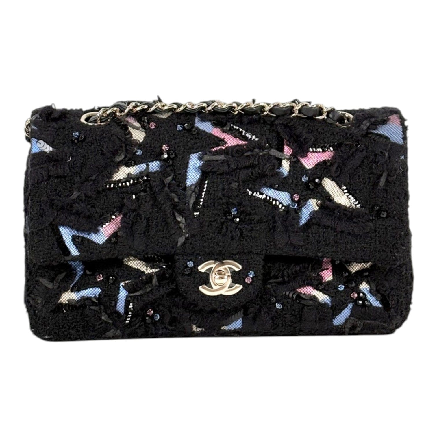 Chanel Chanel Medium Black Classic Flap in Tweed