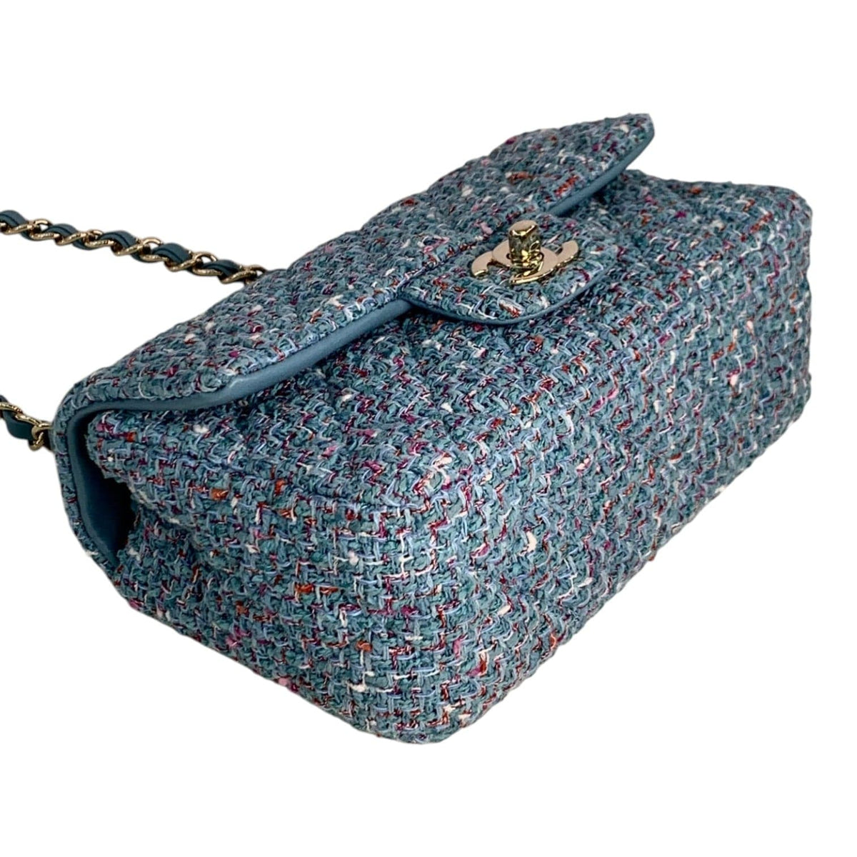 Chanel Chanel Mini Blue Tweed Classic Flap Bag