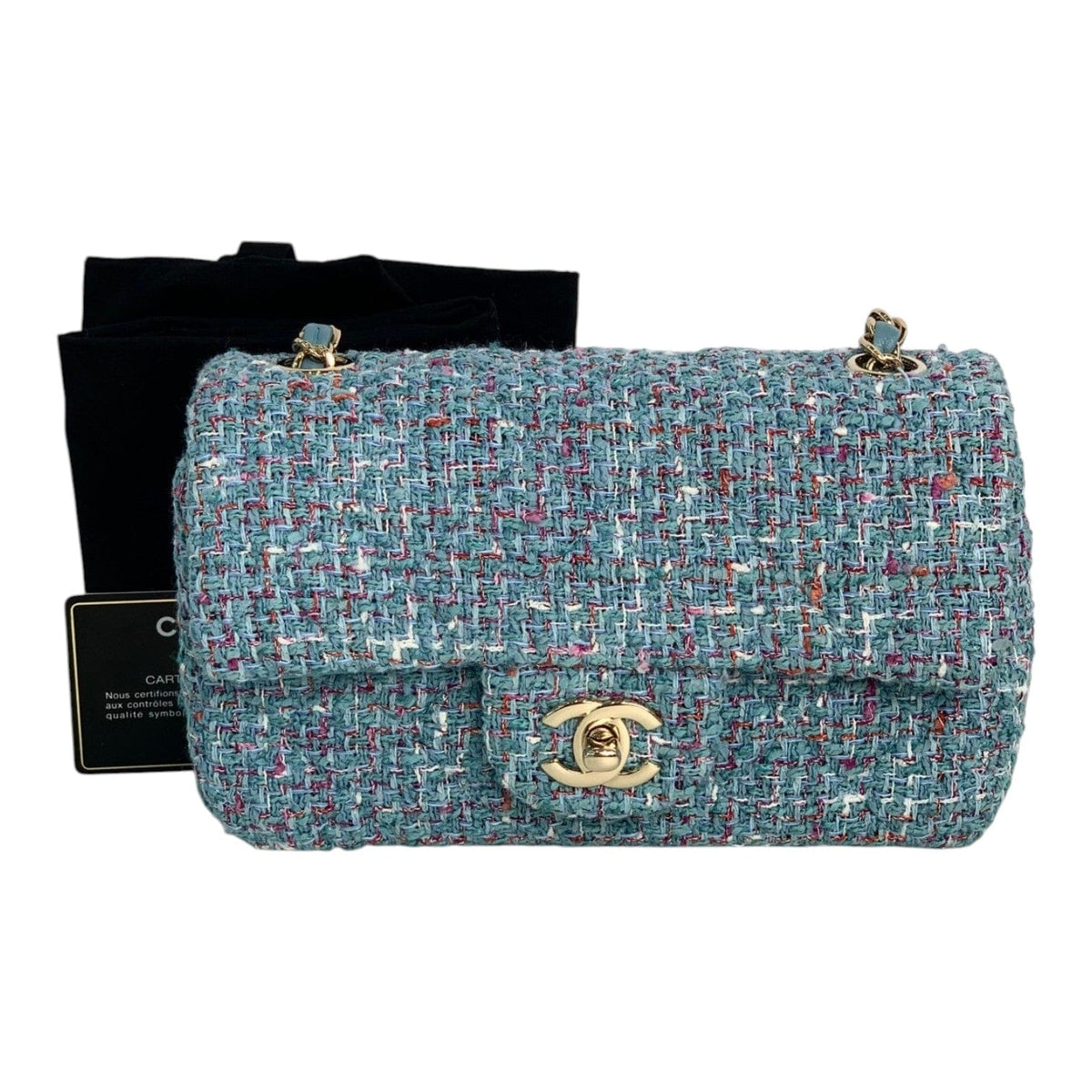 Chanel Chanel Mini Blue Tweed Classic Flap Bag