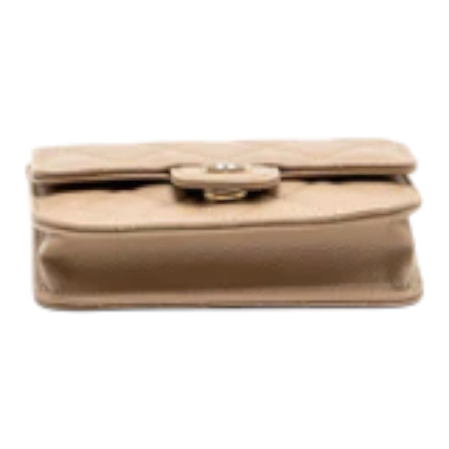 Chanel Chanel Mini Flap Clutch With Chain Caviar Dark Beige LGHW (Microchip)