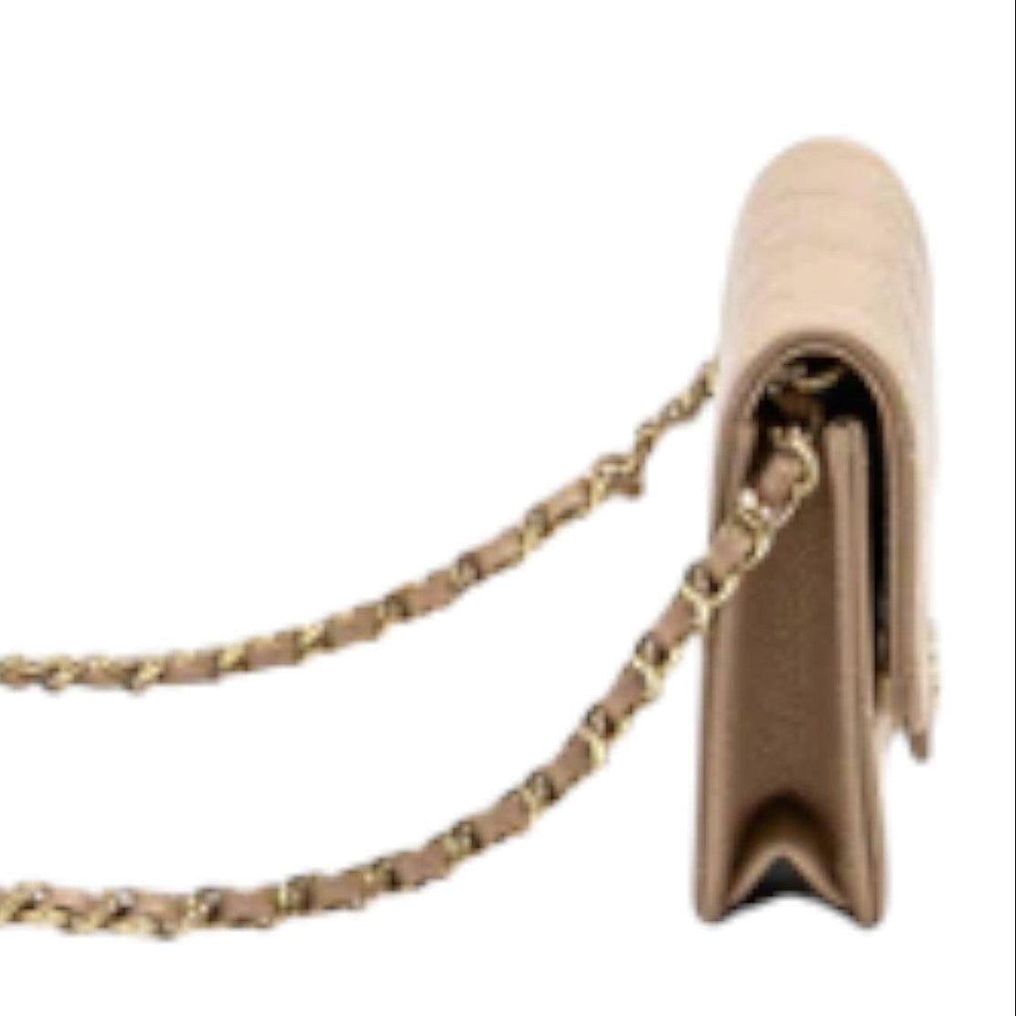 Chanel Chanel Mini Flap Clutch With Chain Caviar Dark Beige LGHW (Microchip)