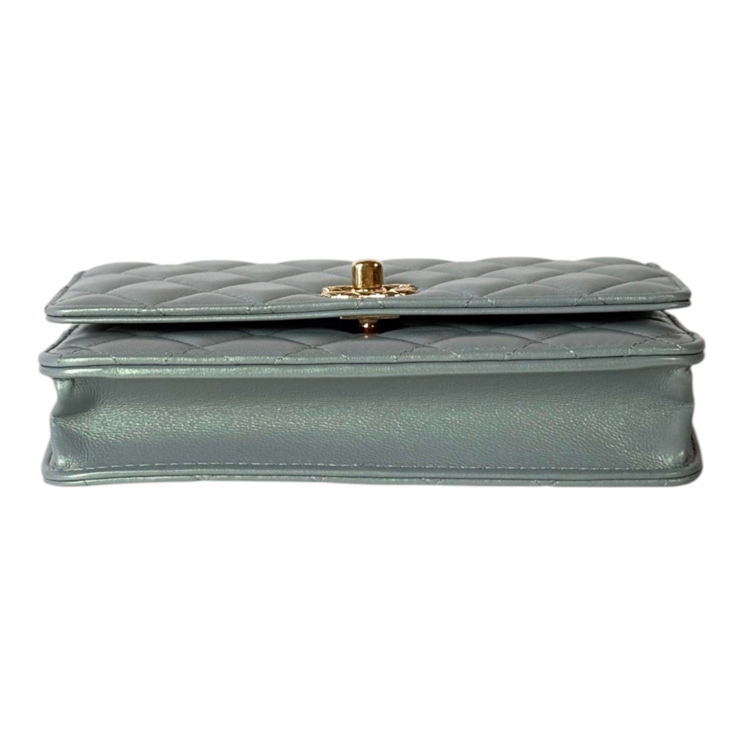 Chanel Chanel Pearl Light Green Quilted Leather Wallet on Chain