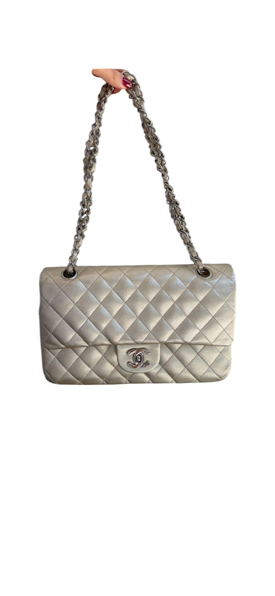 Chanel Chanel Quilted Double Flap In Metallic Gold Lambskin Handbag