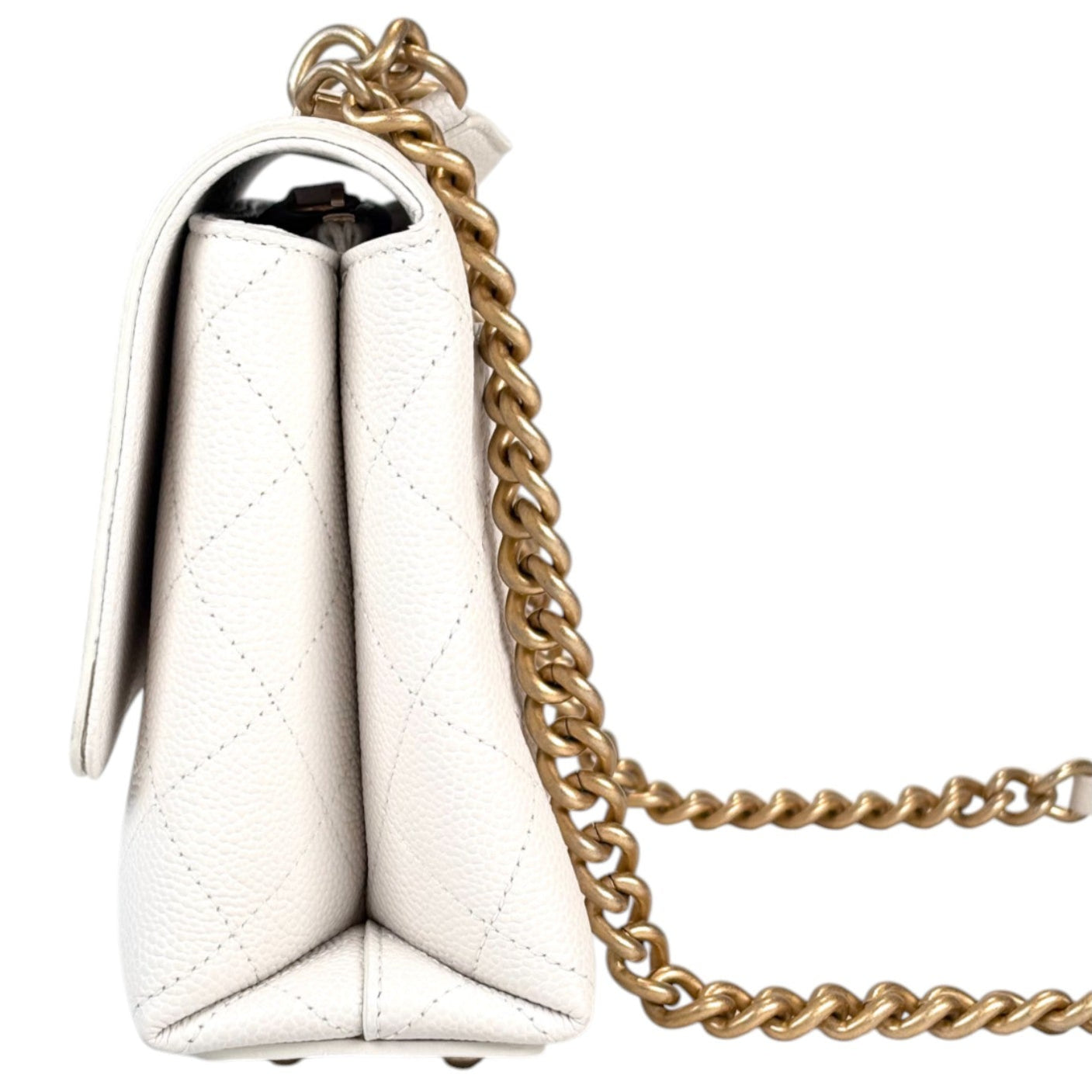 Chanel Chanel Top Handle with Turnlock in White Caviar