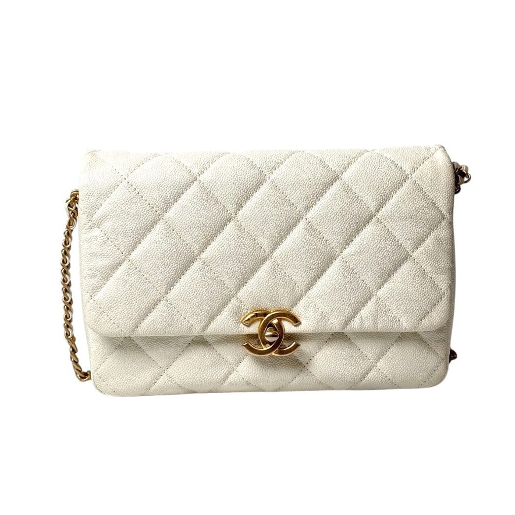 Chanel Chanel White Leather Chain Bag