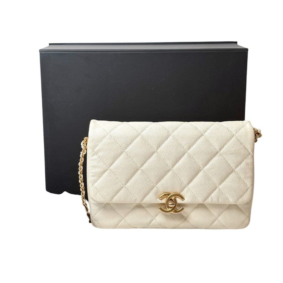 Chanel Chanel White Leather Chain Bag