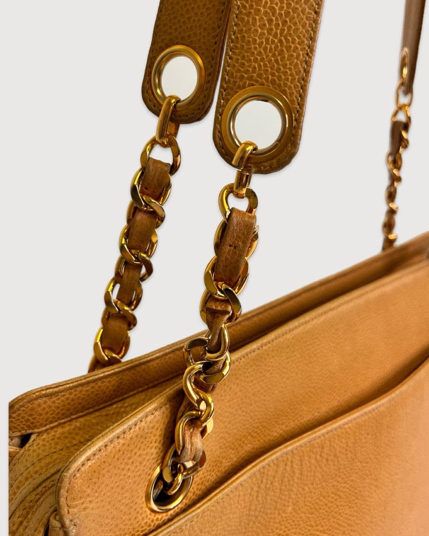 Chanel Tan Chanel Triple Coco Ball Chain