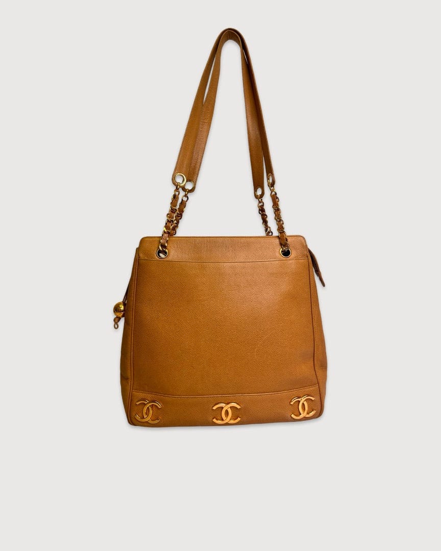 Chanel Tan Chanel Triple Coco Ball Chain