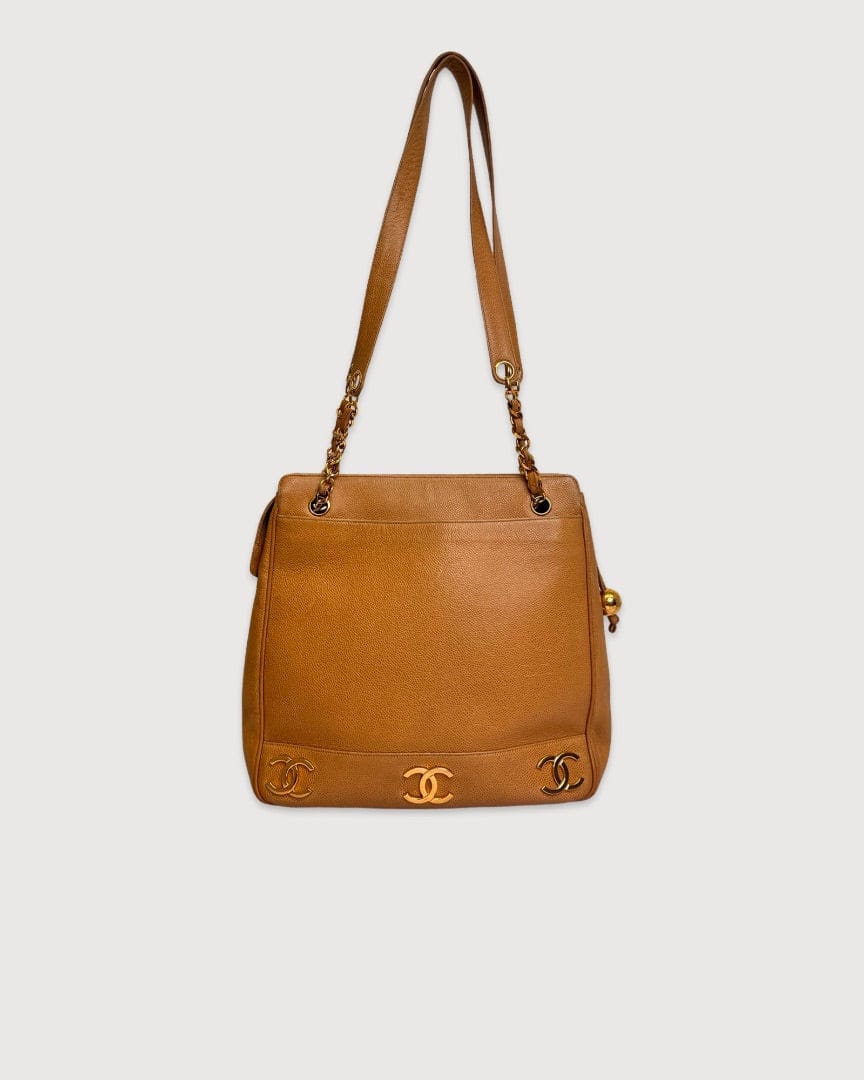 Chanel Tan Chanel Triple Coco Ball Chain