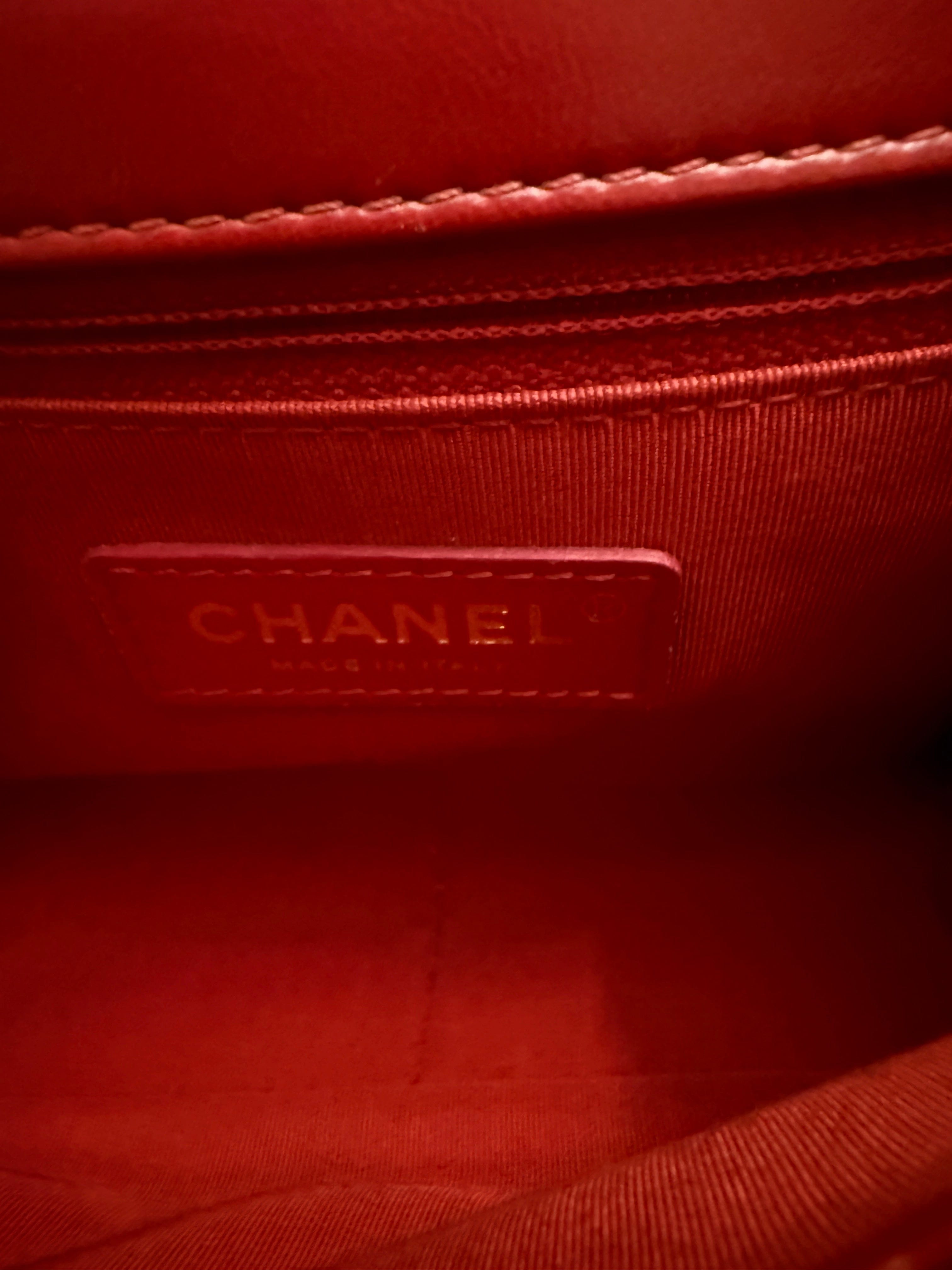 Chanel Red Quilted Puffy Calfskin Small Twist Your Buttons Flap Bag