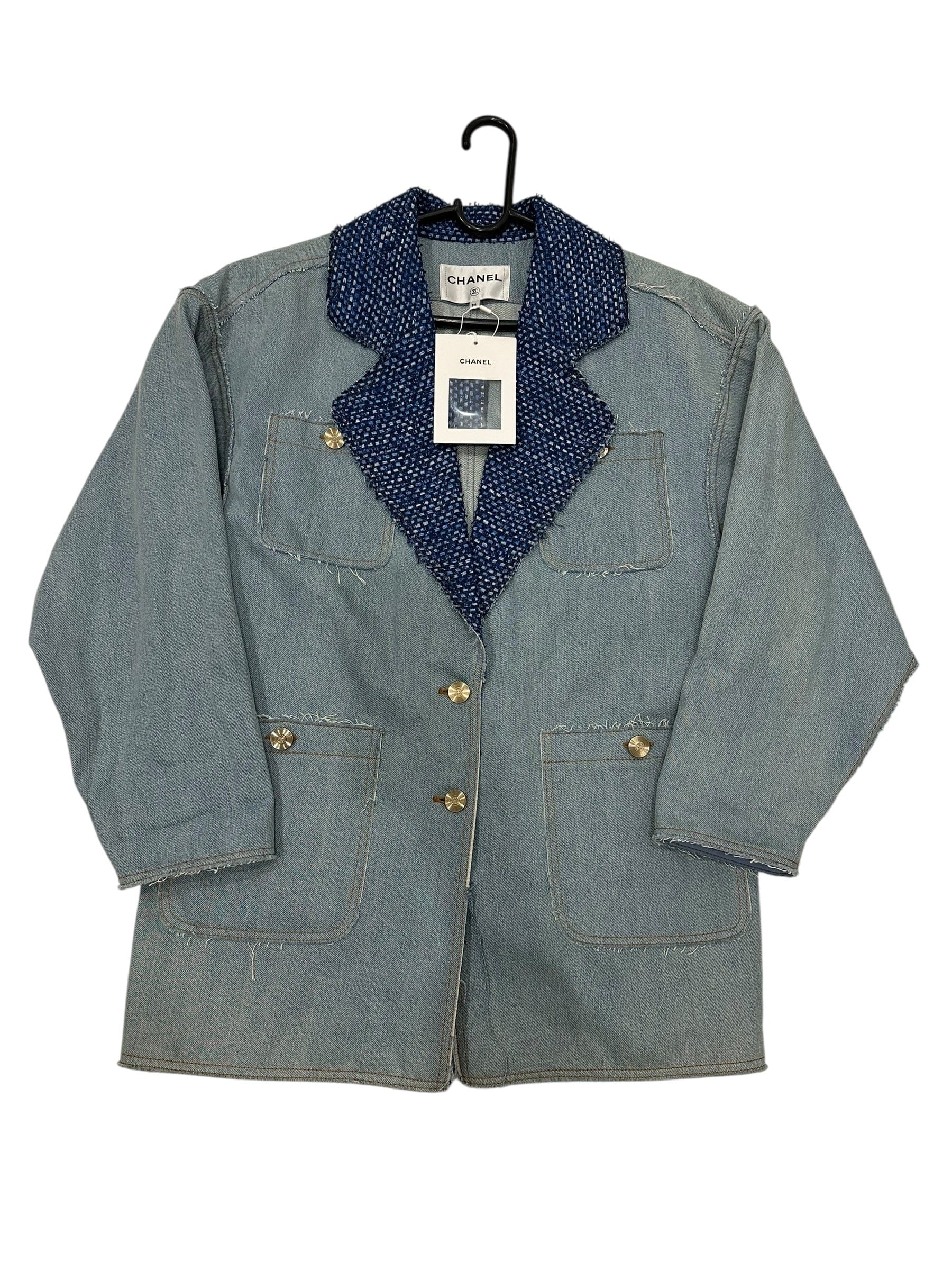 Chanel Chanel Oversized Denim & Blue Tweed Jacket 20P Size 34 - Unworn with Tag
