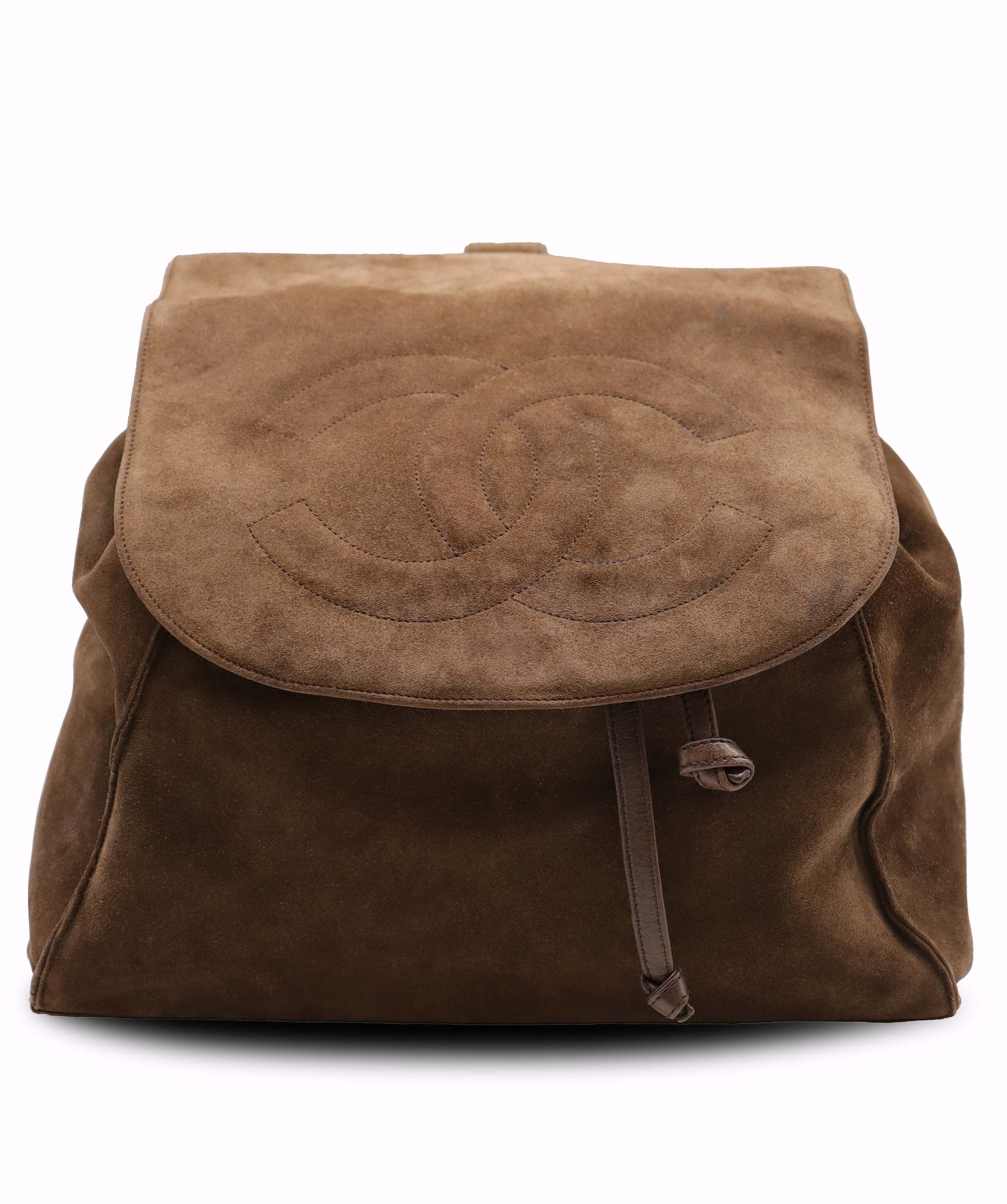 Chanel Chanel CC Suede Backpack Brown DXBS6053
