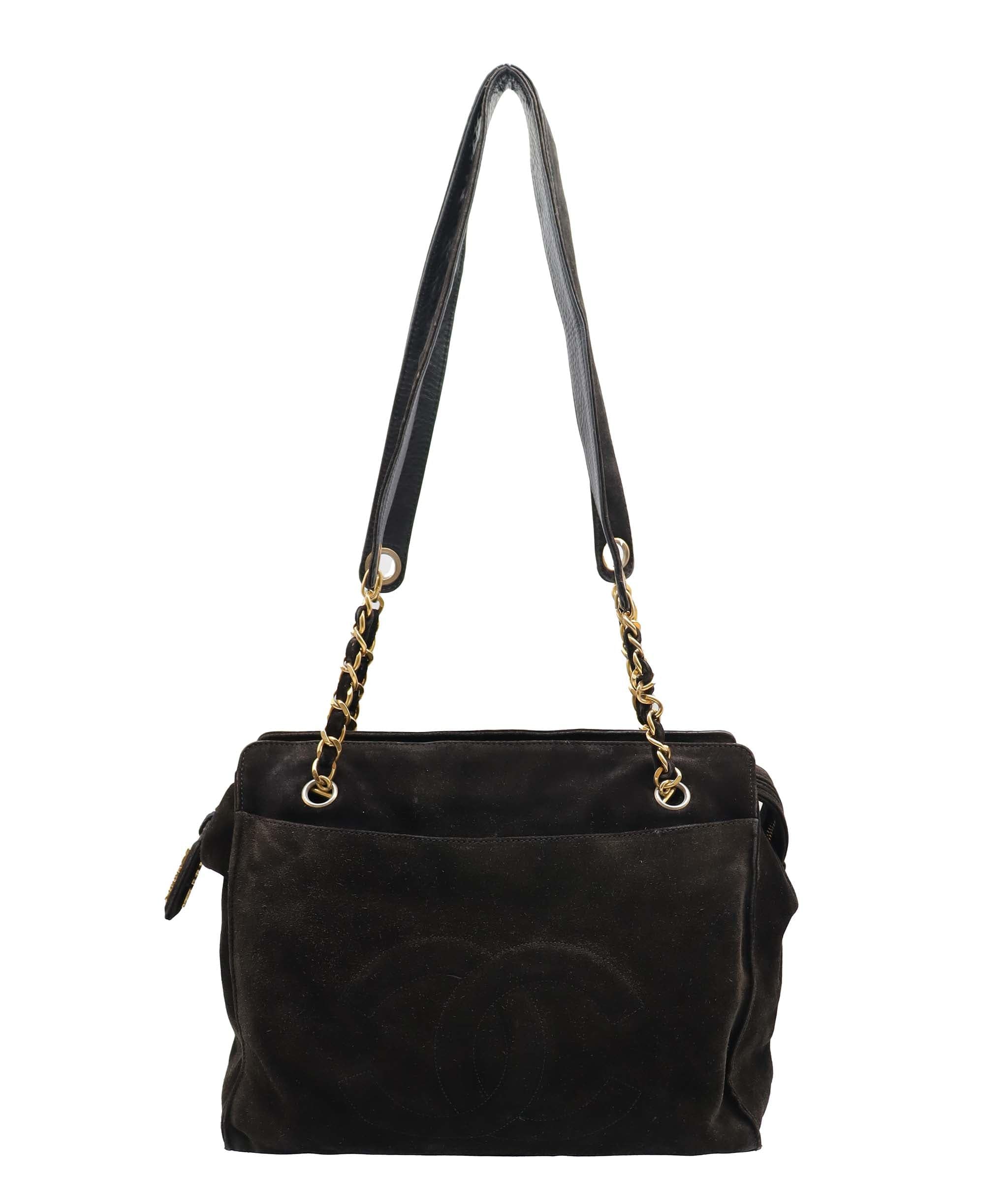 Chanel Chanel CC Suede Shoulder Bag Black DXBS6052