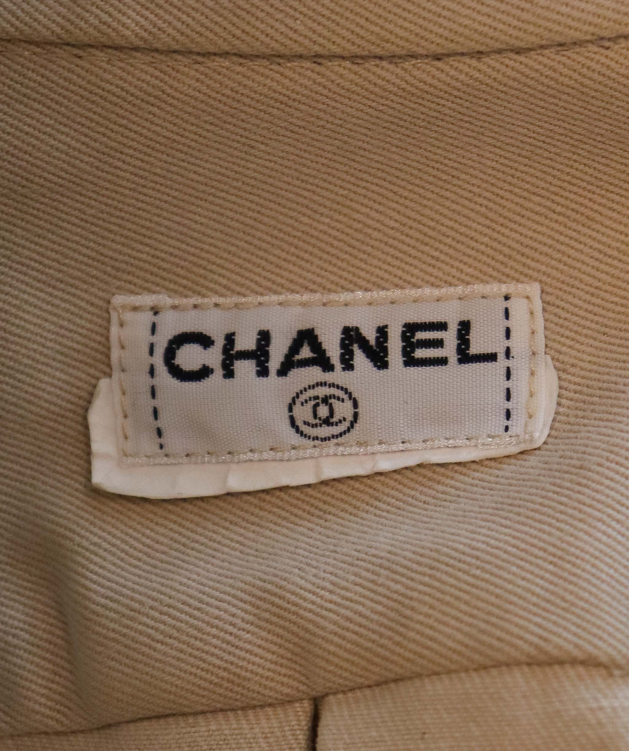 Chanel Chanel Gold Button Denim shirt Beige DXBS6056