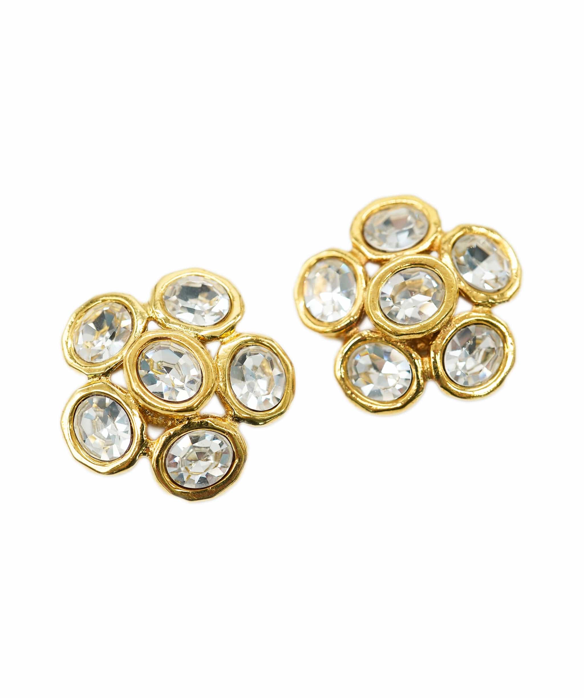 Chanel Chanel gold diamante flower earrings collection 28 - coming by itself - AJC0735