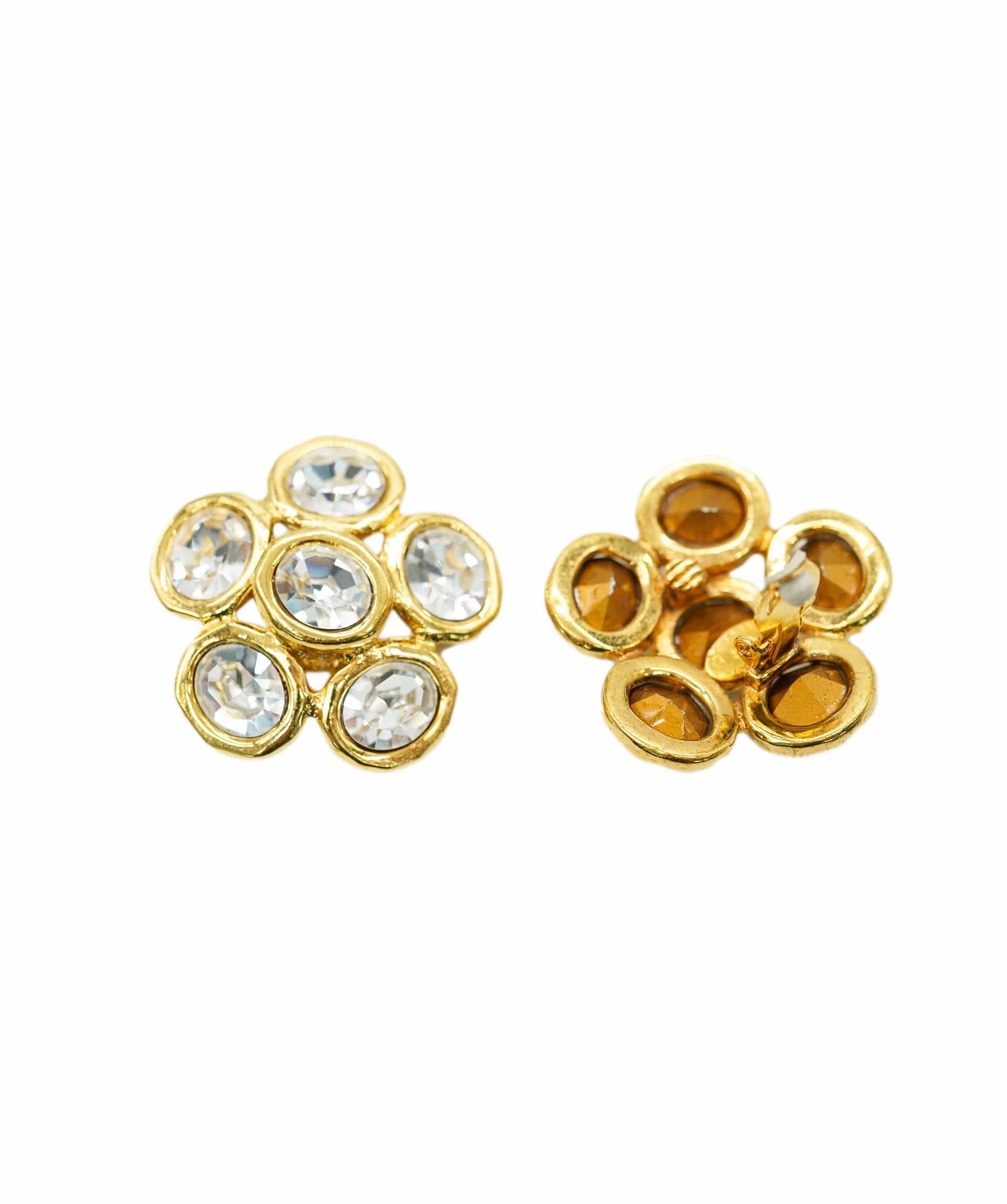 Chanel Chanel gold diamante flower earrings collection 28 - coming by itself - AJC0735