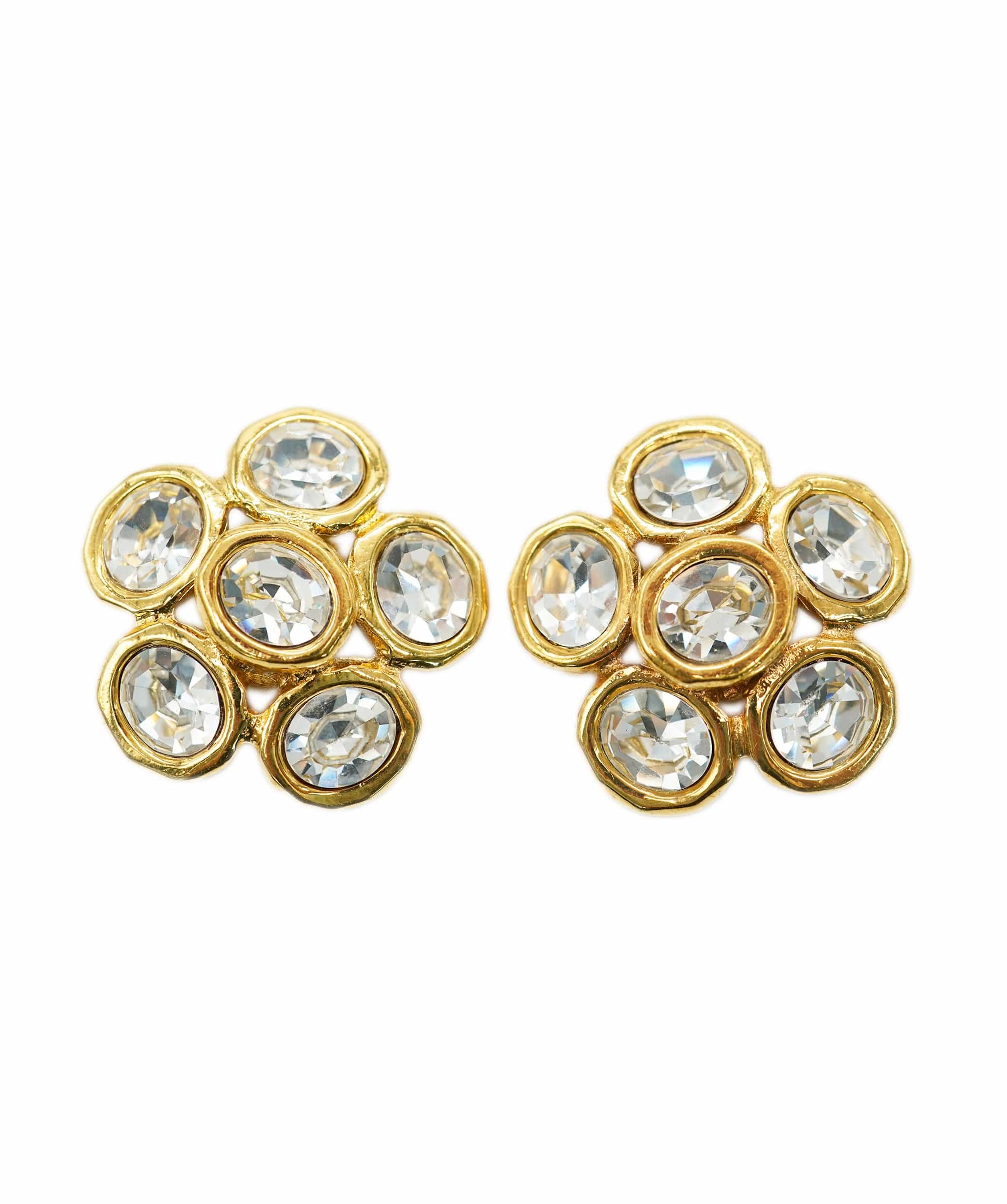 Chanel Chanel gold diamante flower earrings collection 28 - coming by itself - AJC0735