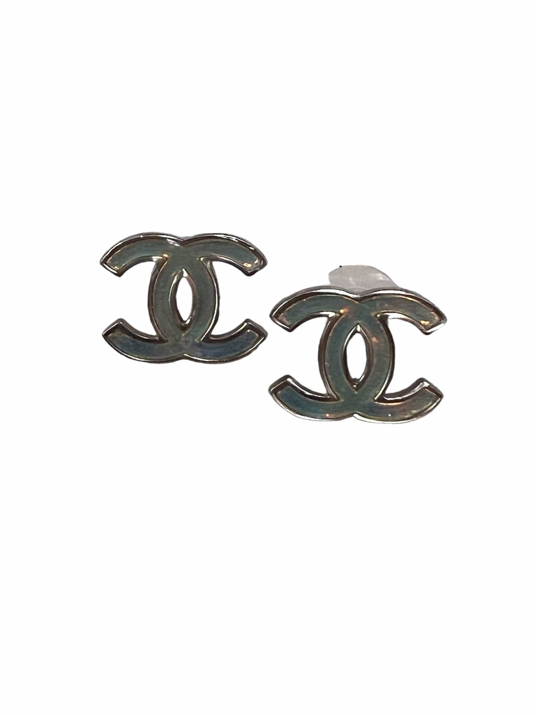 Chanel Chanel Large CC Iridescent Earrings (Pierced) SYC1187
