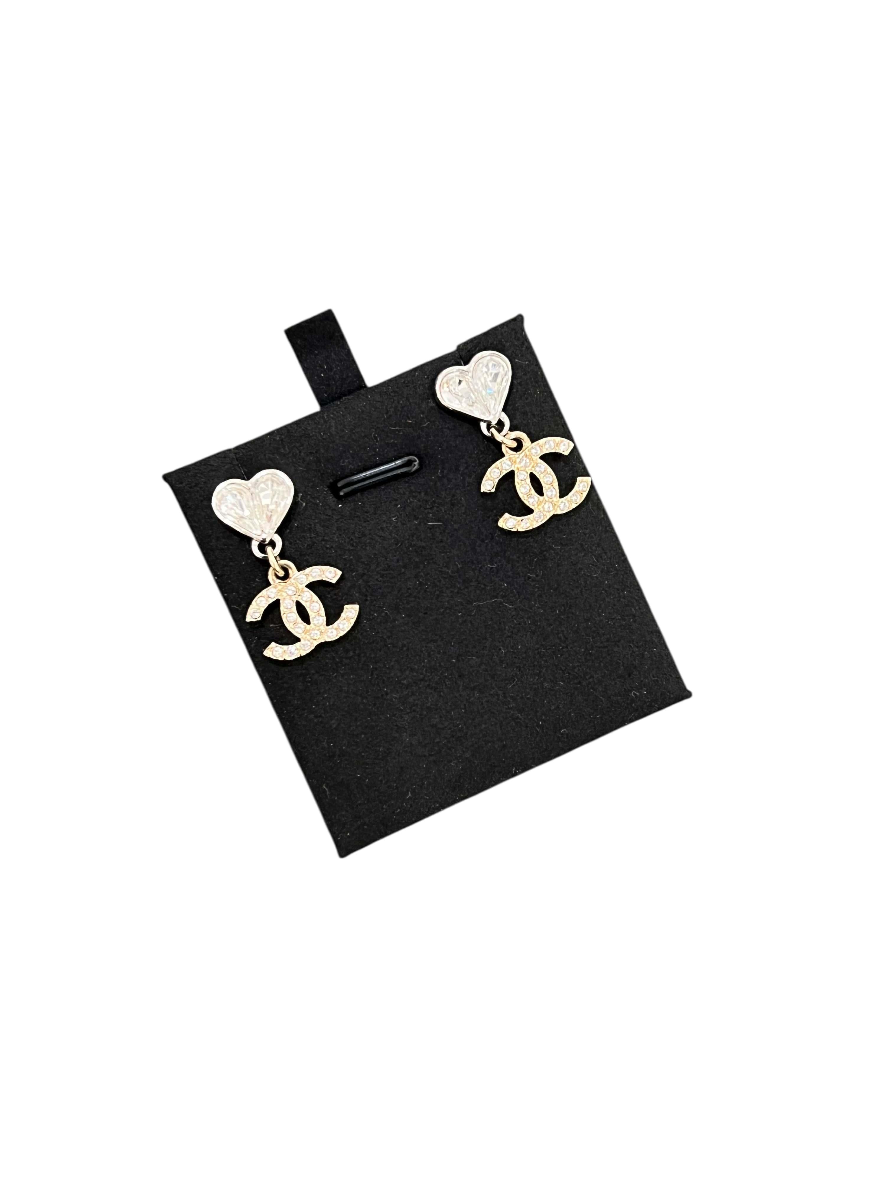 Chanel Chanel pierced heart earrings with cocomark C25V Box SKC8280X