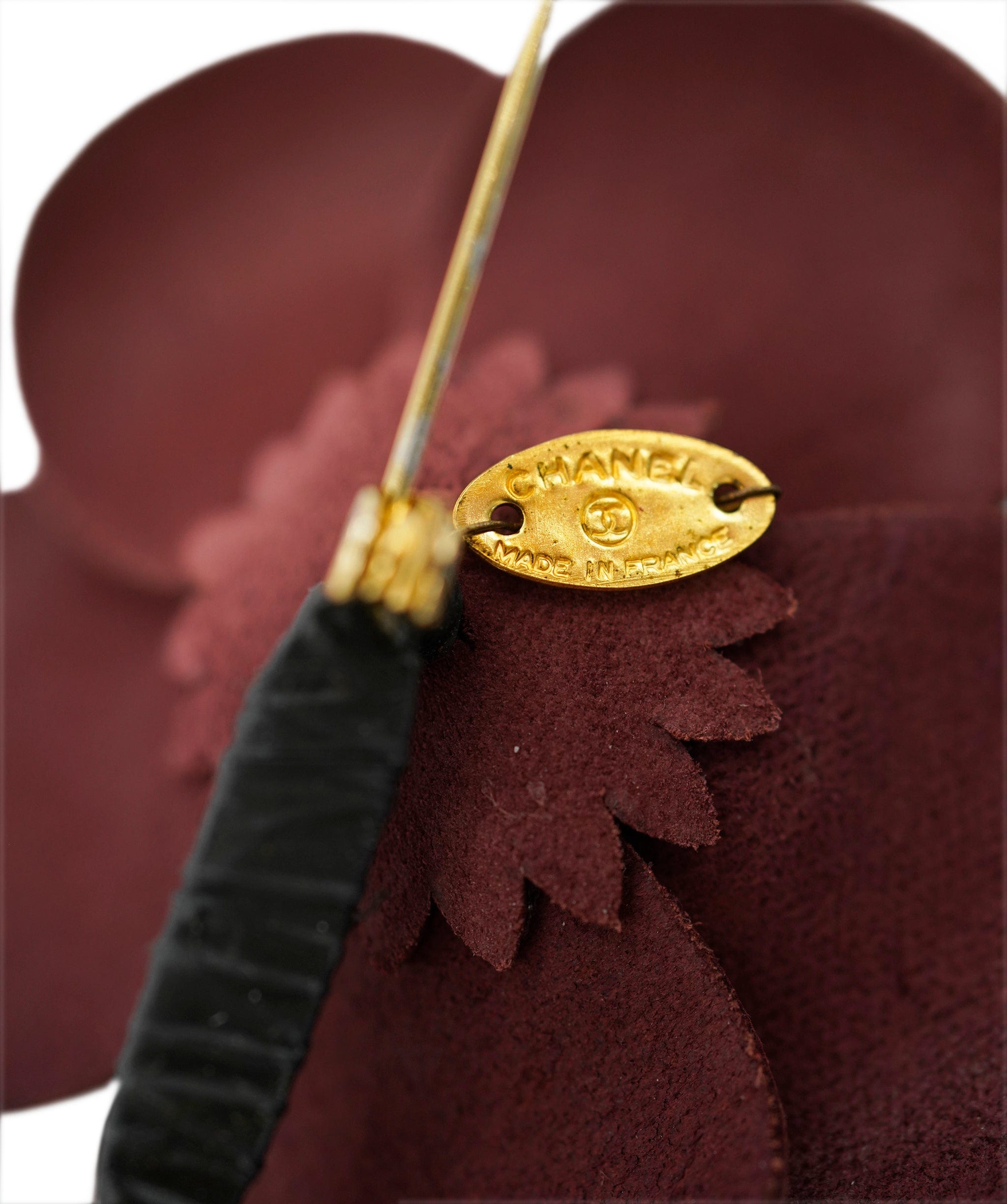 Chanel CHANEL VINTAGE BROACH CAMELLIA LEATHER ACCESSORY 90269872 DBXS3606