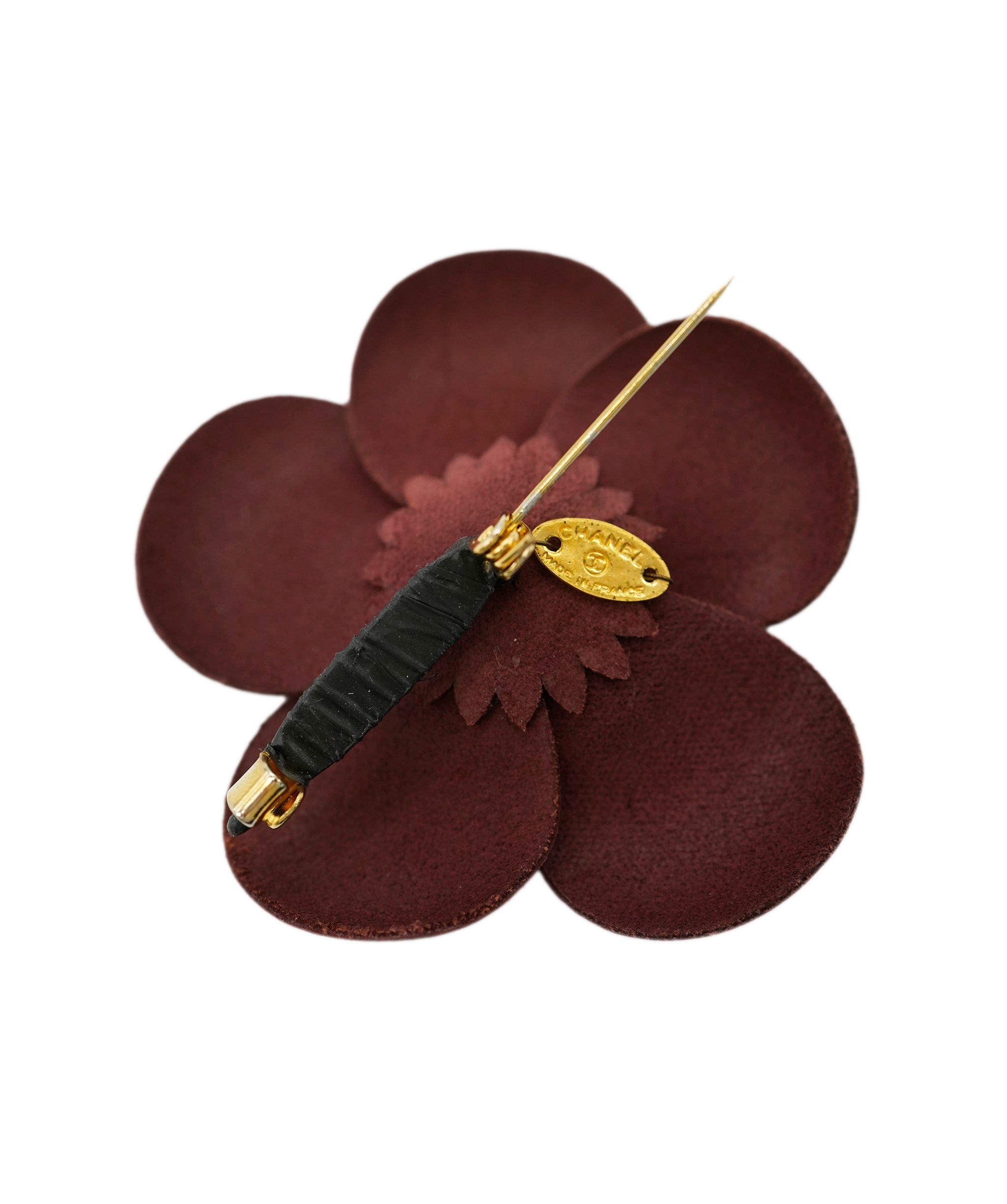 Chanel CHANEL VINTAGE BROACH CAMELLIA LEATHER ACCESSORY 90269872 DBXS3606