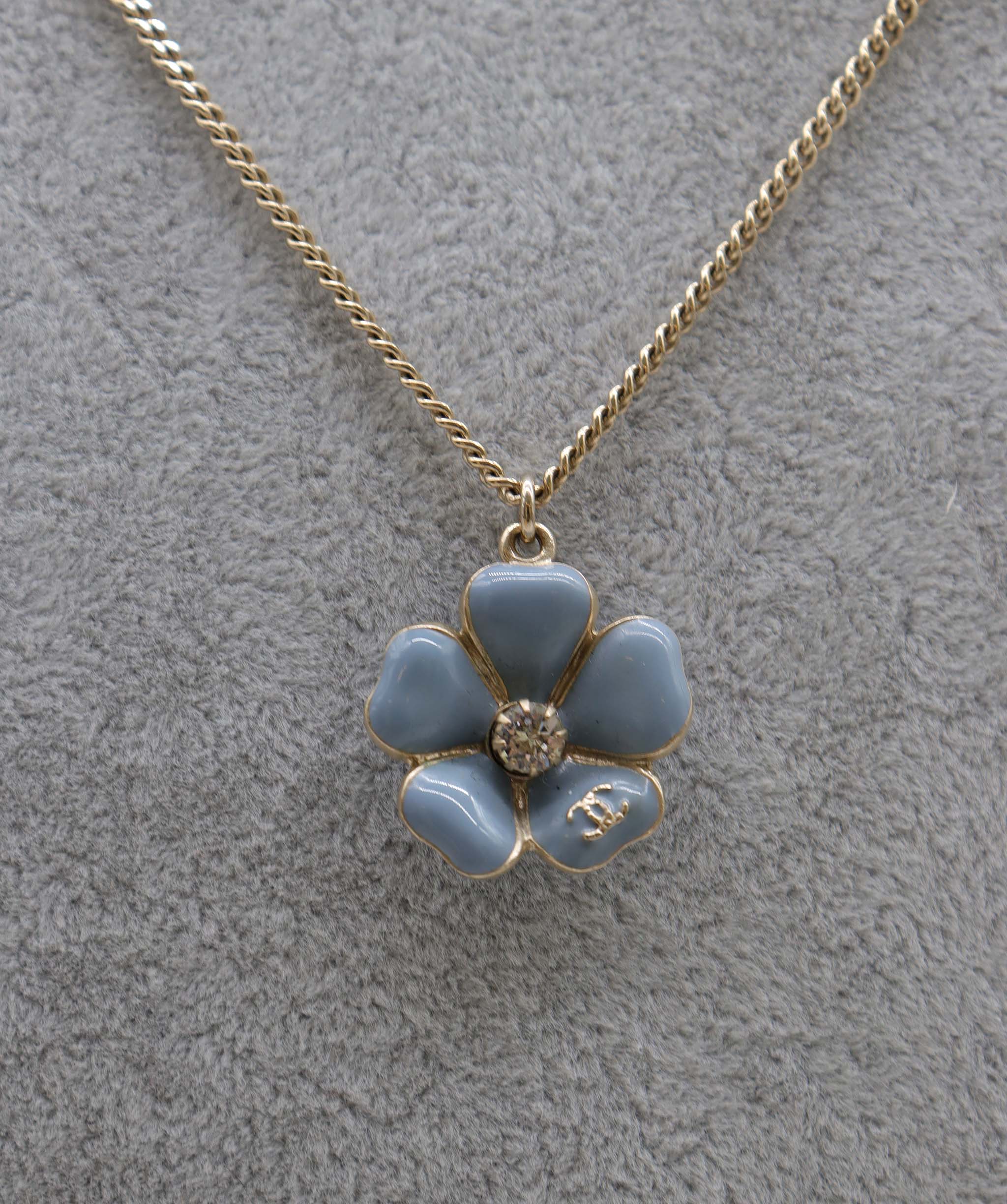 Chanel CHANEL VINTAGE NECKLACE RHINESTONE FLOWER ACCESSORY A14P DXBS2249