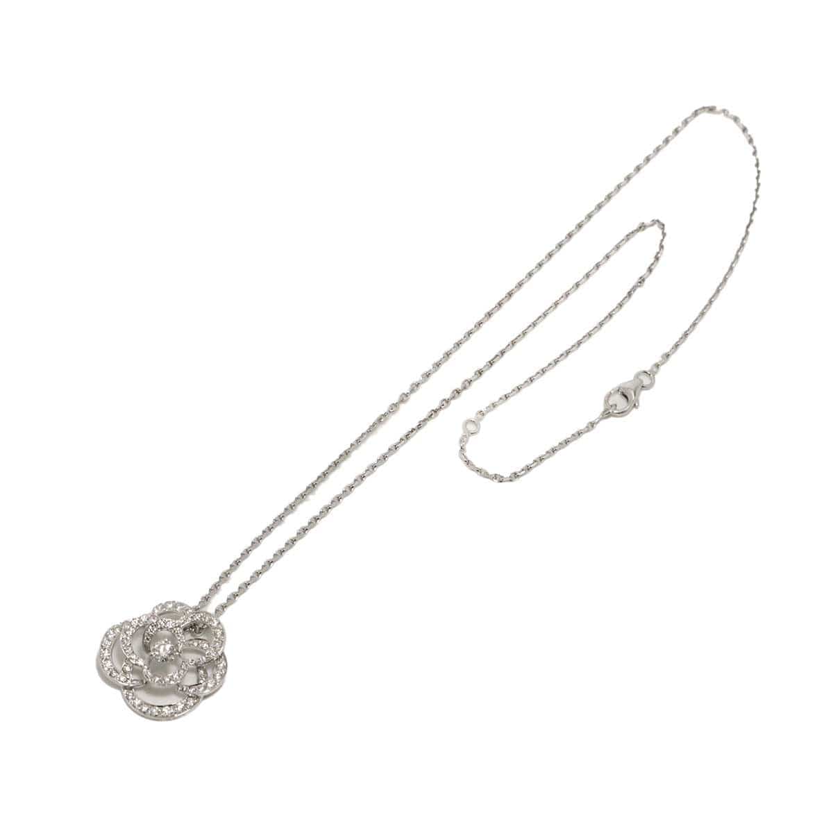 CHANEL CHANEL Camelia Necklace MM Diamond 18K White Gold 750 90290527