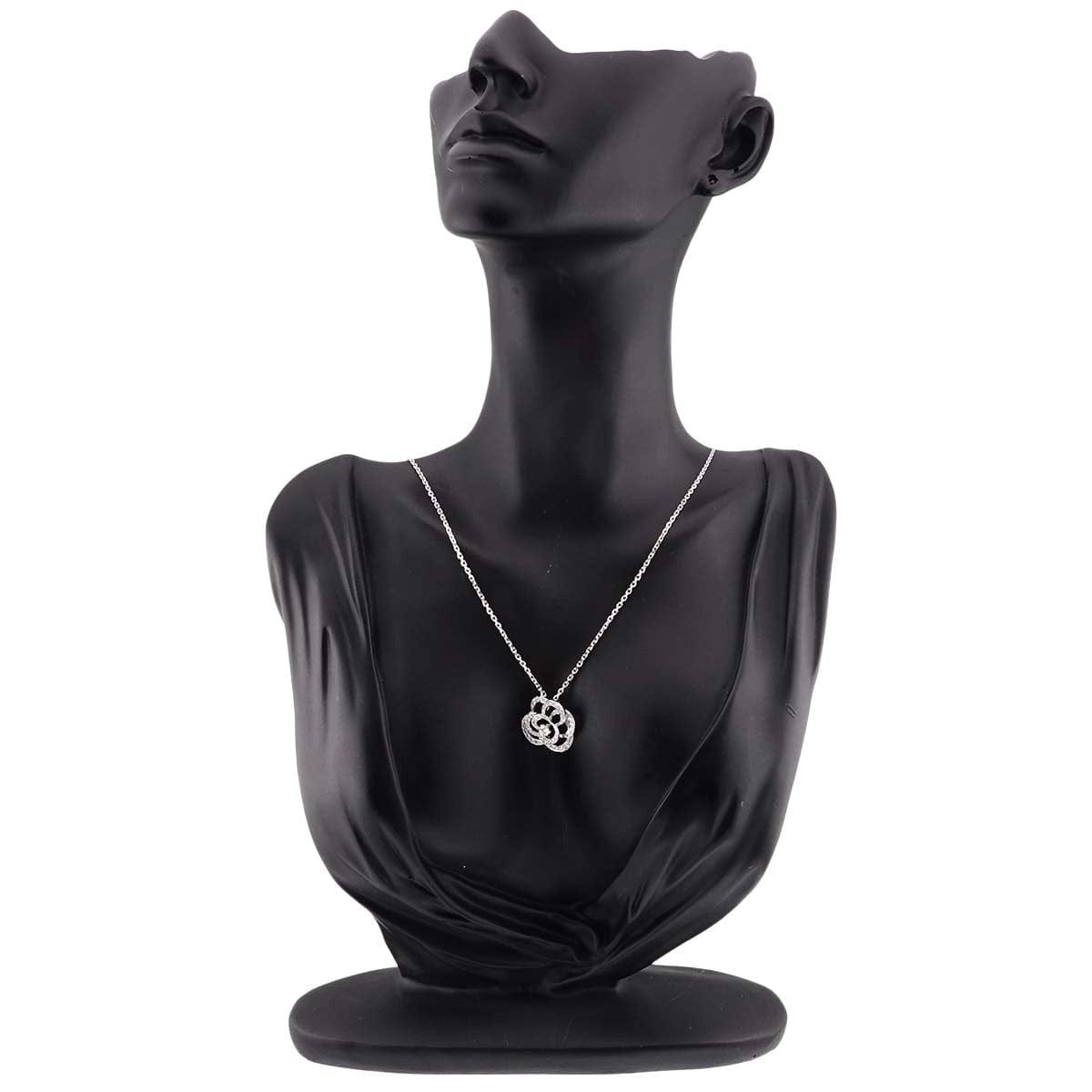 CHANEL CHANEL Camelia Necklace MM Diamond 18K White Gold 750 90290527