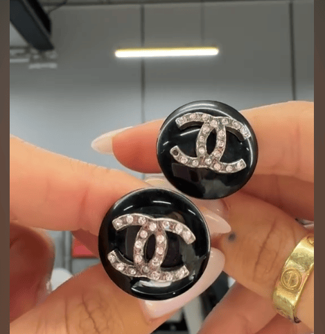 Chanel Vintage Black CC Diamante Earrings DXBK0371