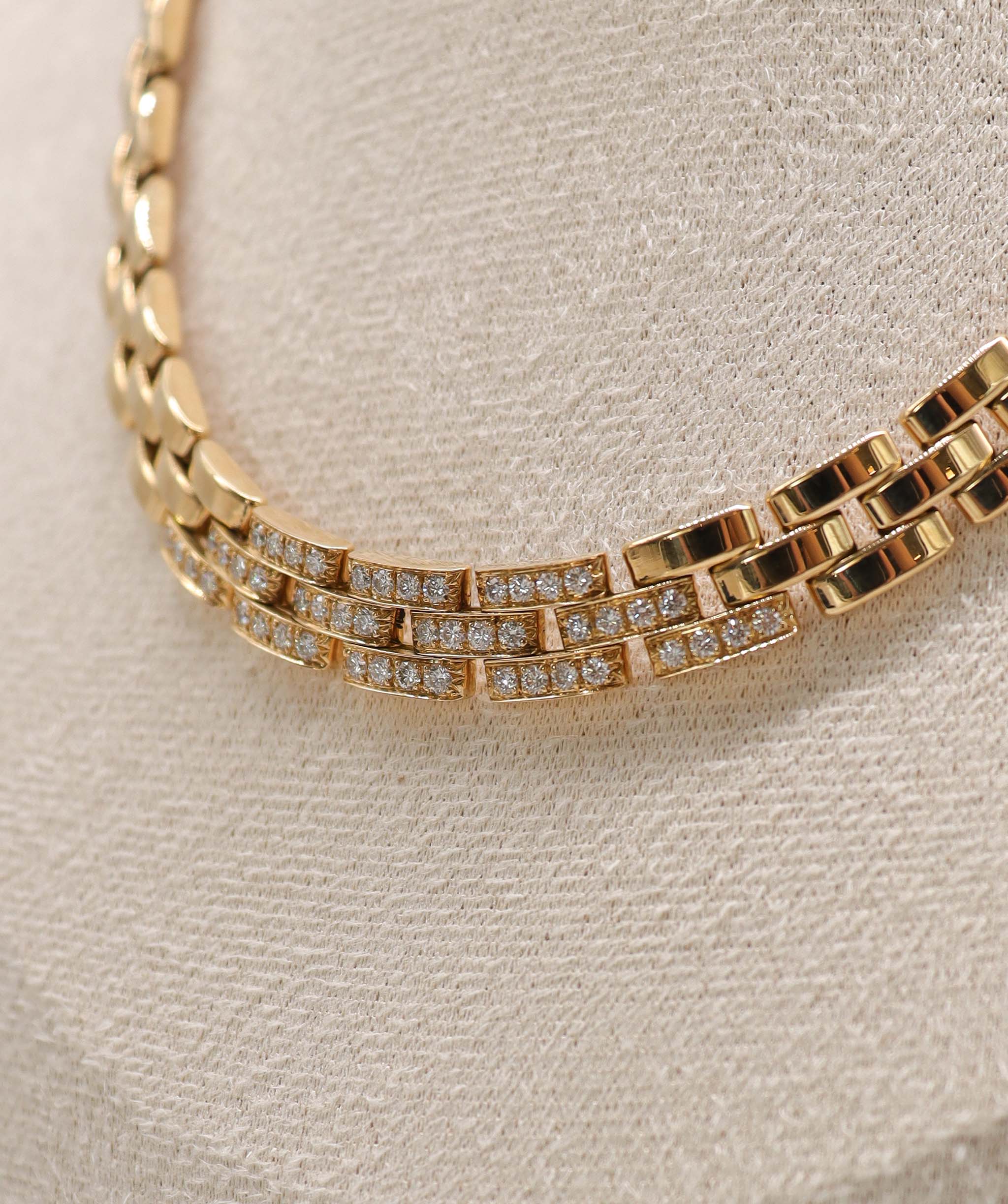 Chanel Vintage Cartier Maillon Panthère Diamond Necklace 40cm 18K YG DXBS2270