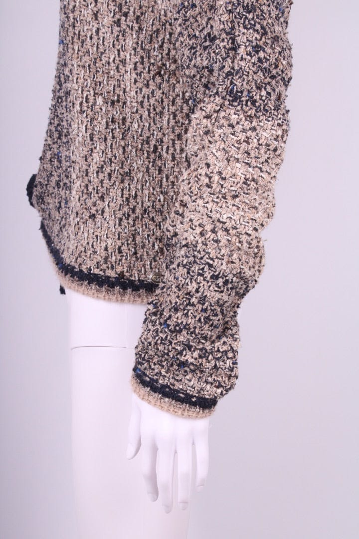 Chanel Chanel Boucle Tie Waist Jumper Beige/ Navy 8