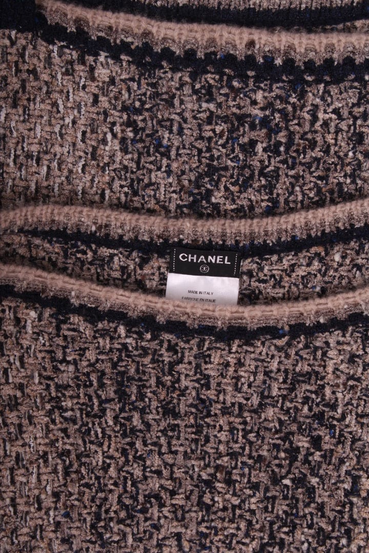 Chanel Chanel Boucle Tie Waist Jumper Beige/ Navy 8
