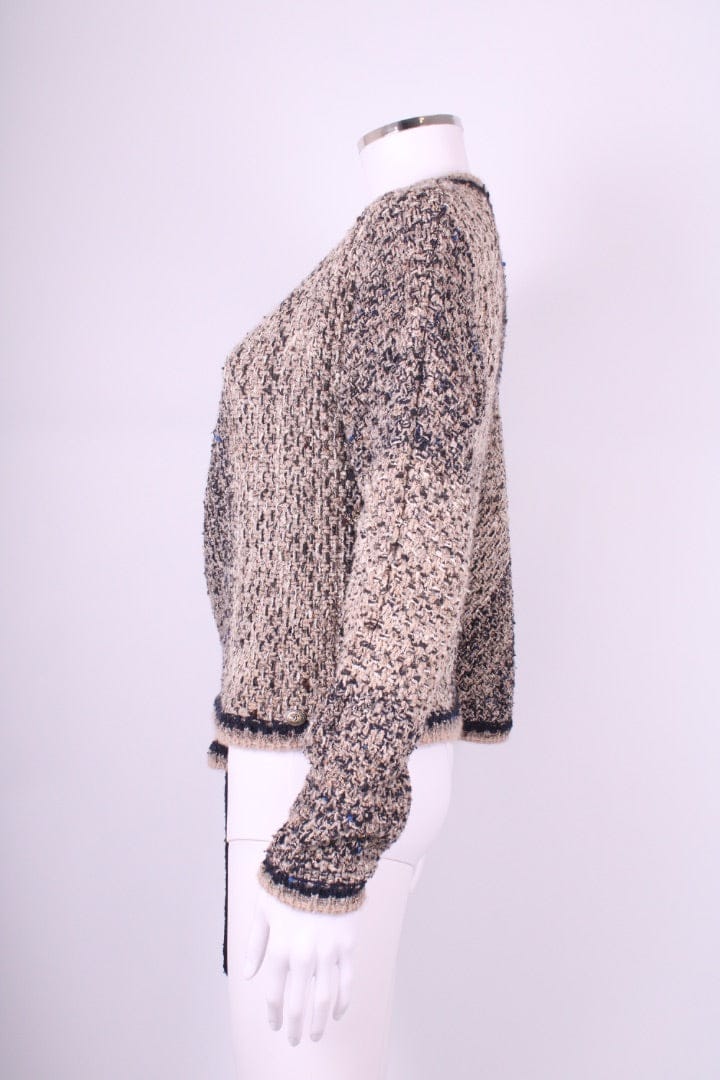 Chanel Chanel Boucle Tie Waist Jumper Beige/ Navy 8